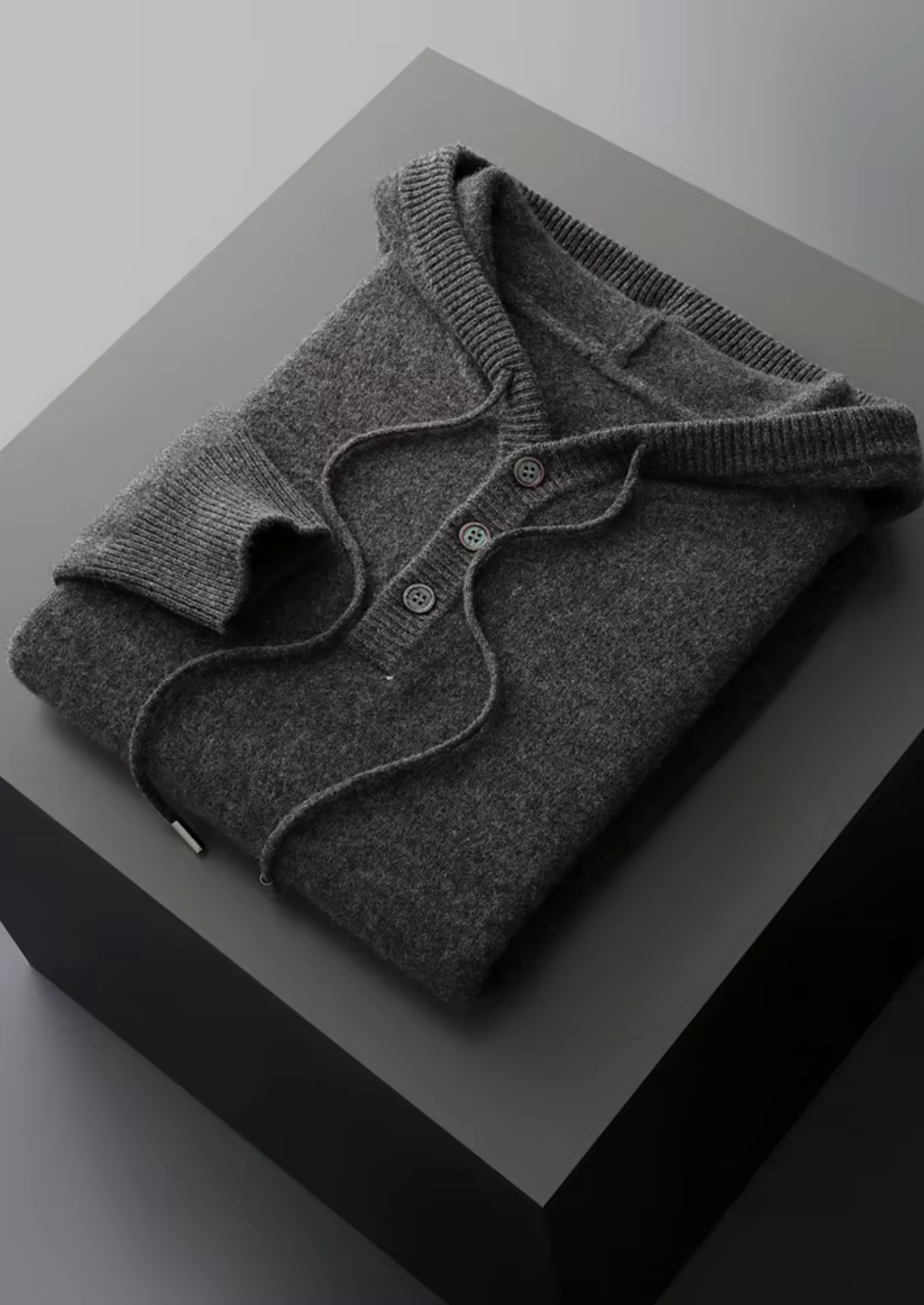 Pure Merino Wool Button Hoodie