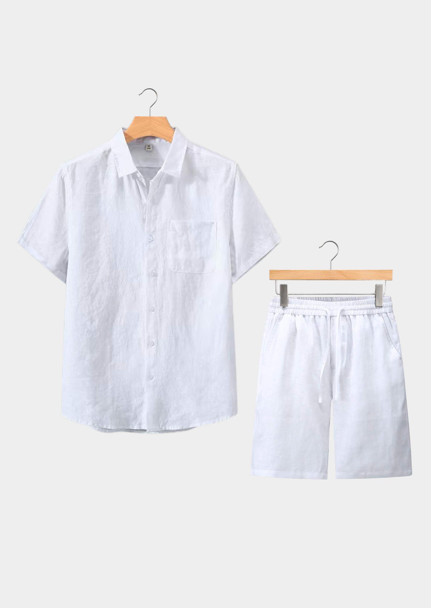 Linen Shortsleeve Summer Set - White
