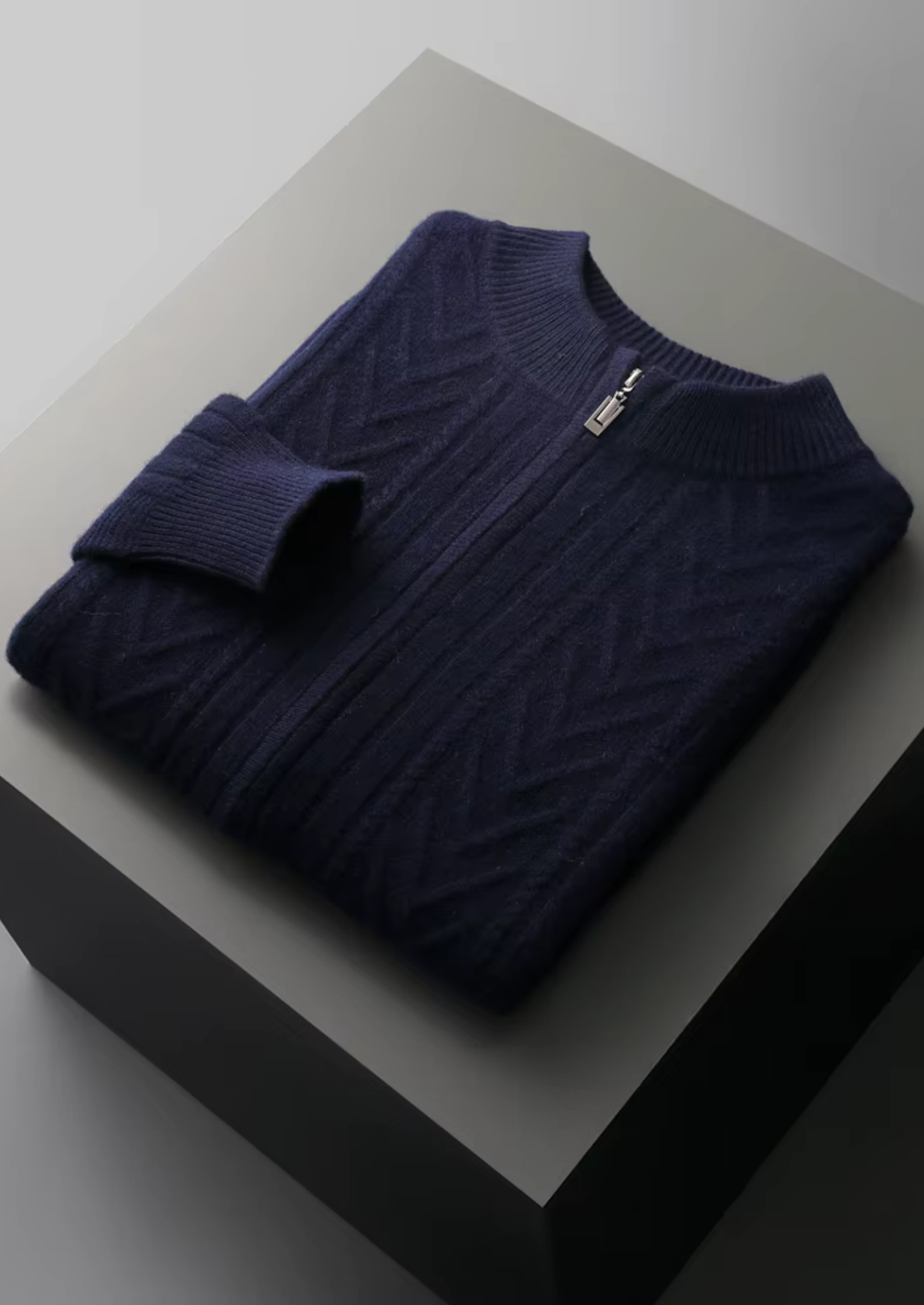 Pure Merino Wool Patterned Zip Cardigan