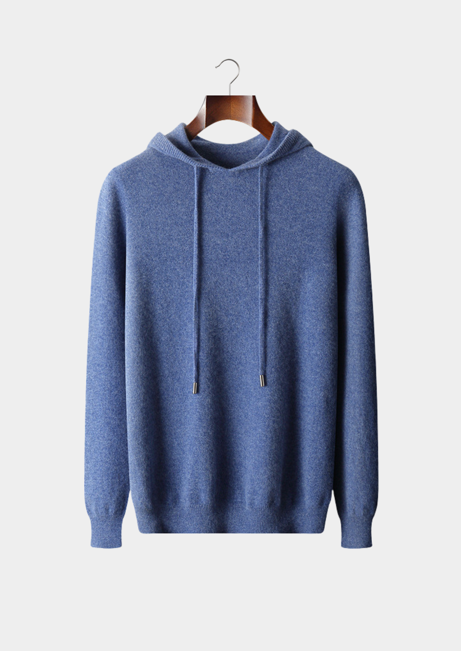 Pure Merino Wool Sea Blue Leisure Hoodie
