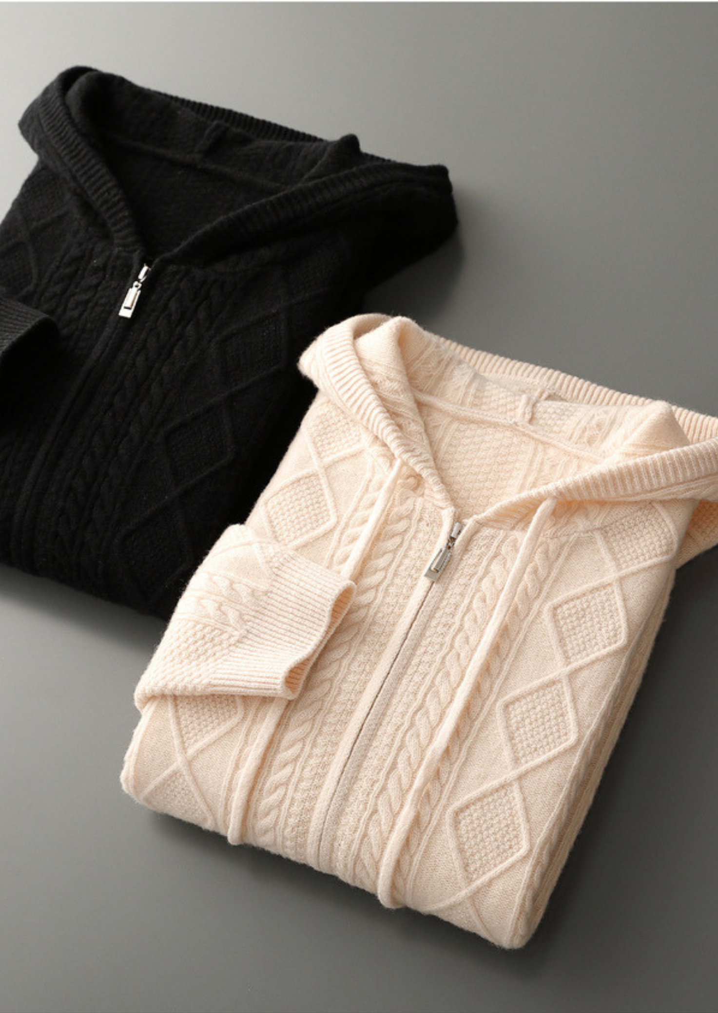Pure Merino Wool Wintertime Zipper Hoodie
