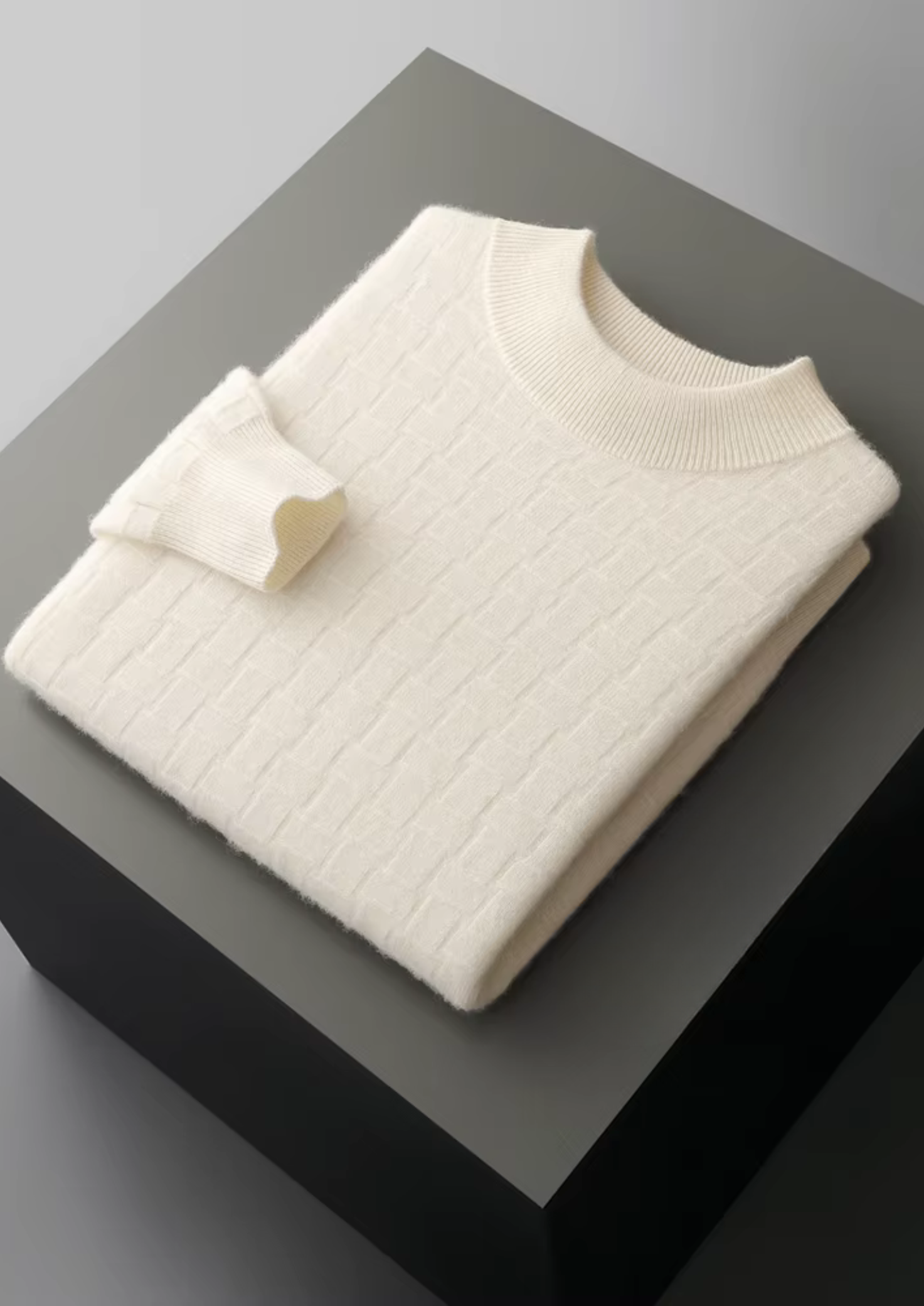 Pure Merino Wool Textured Mockneck