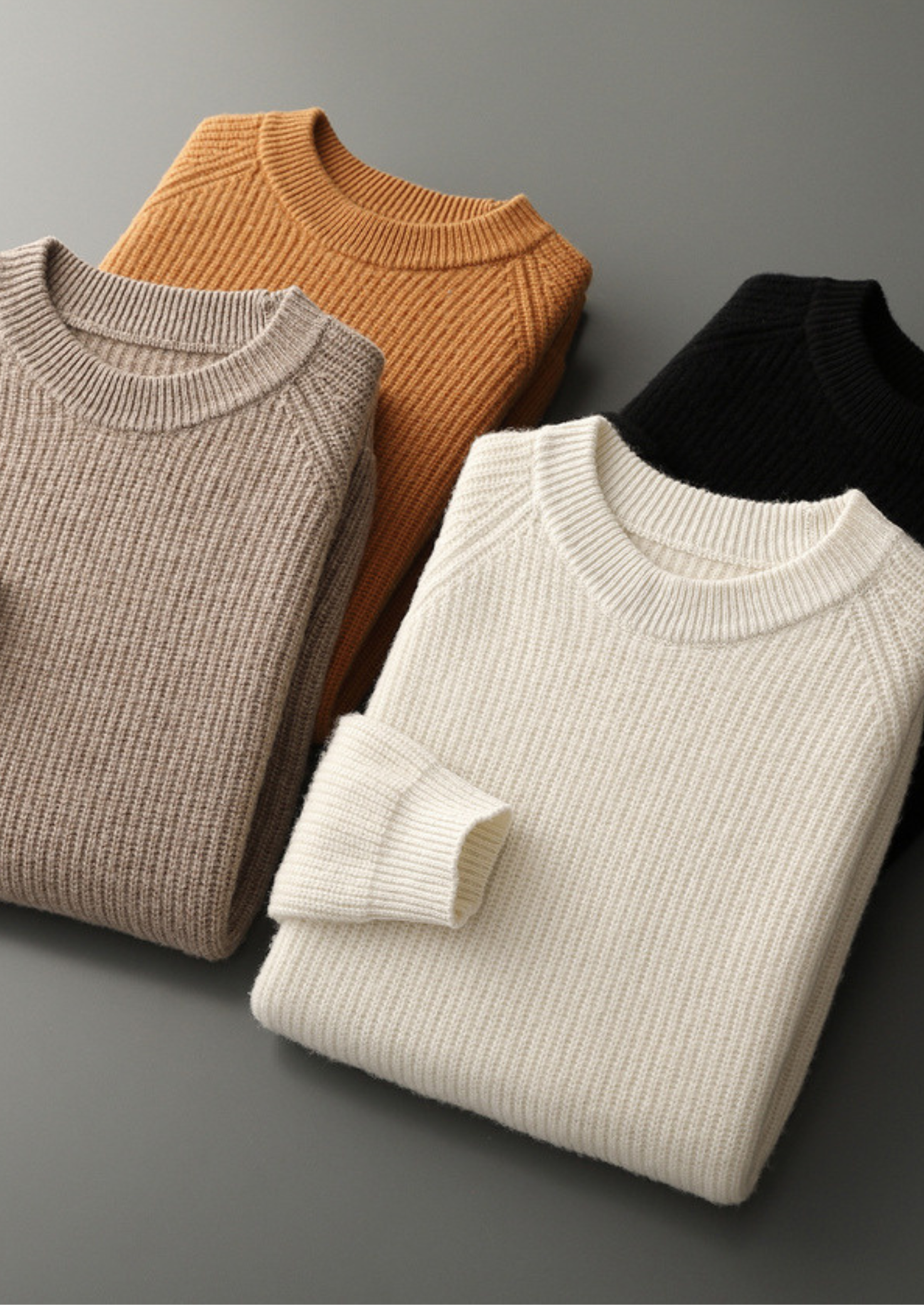 Pure Merino Wool Ribbed Raglan Crewneck