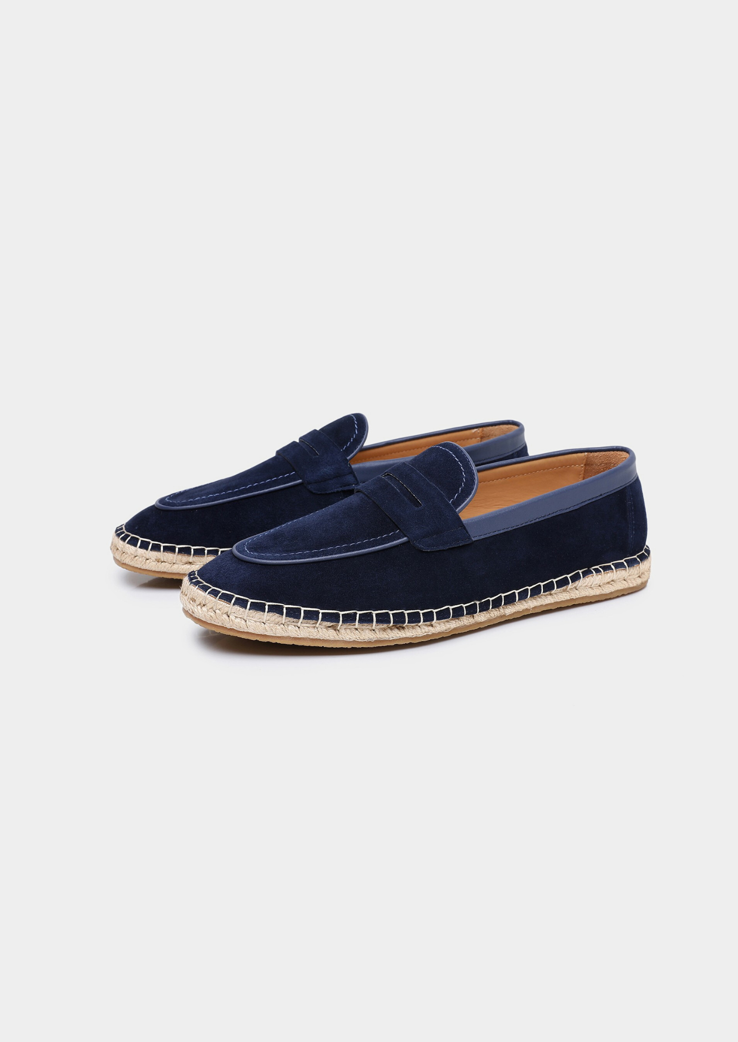 Navy Blue Suede Penny Seaside Espadrilles