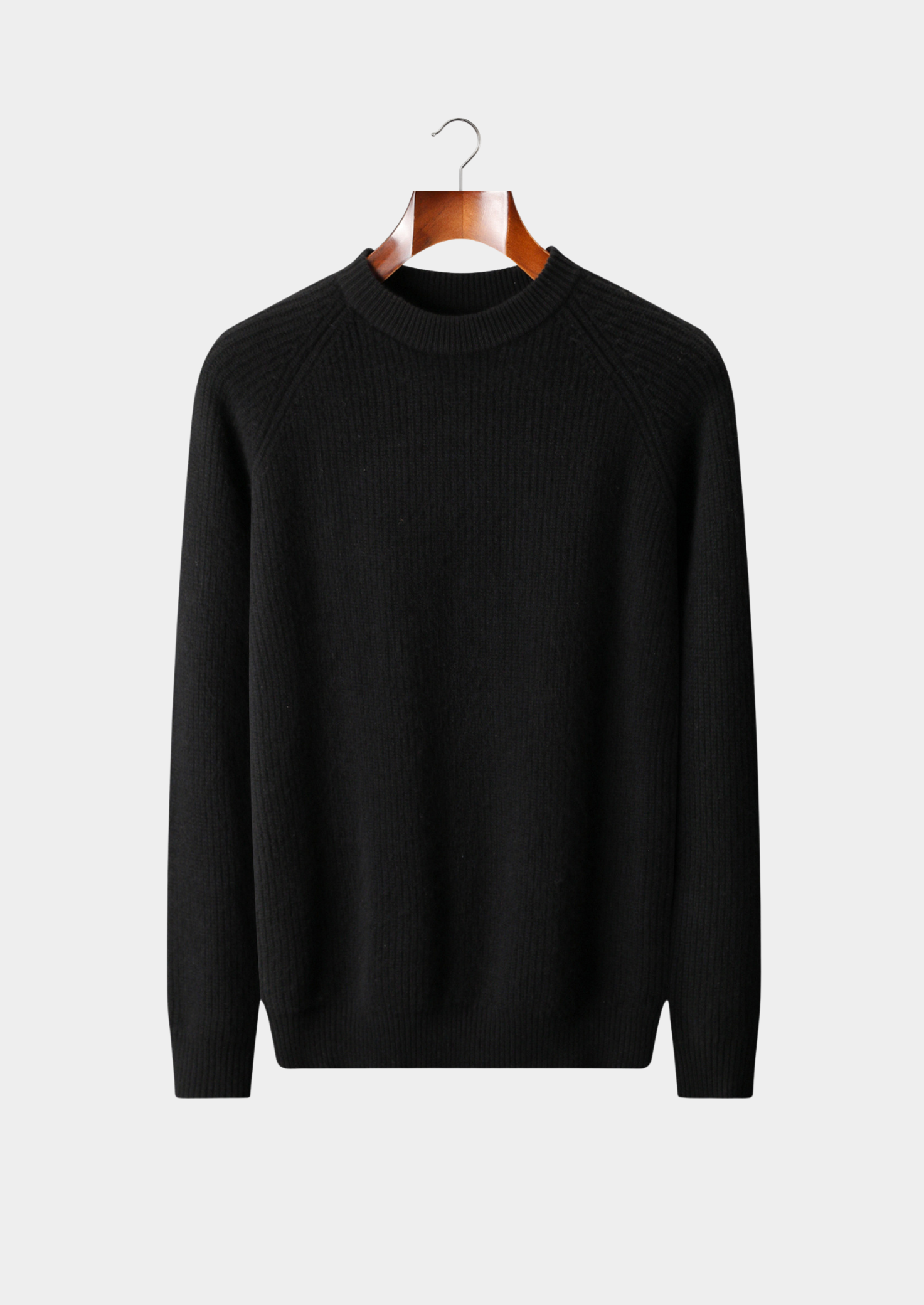 Pure Merino Wool Ribbed Raglan Crewneck