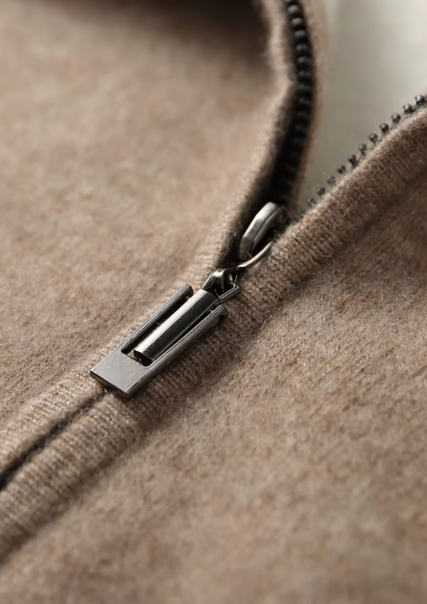 Cashmere Two Tone Zipper Hoodie