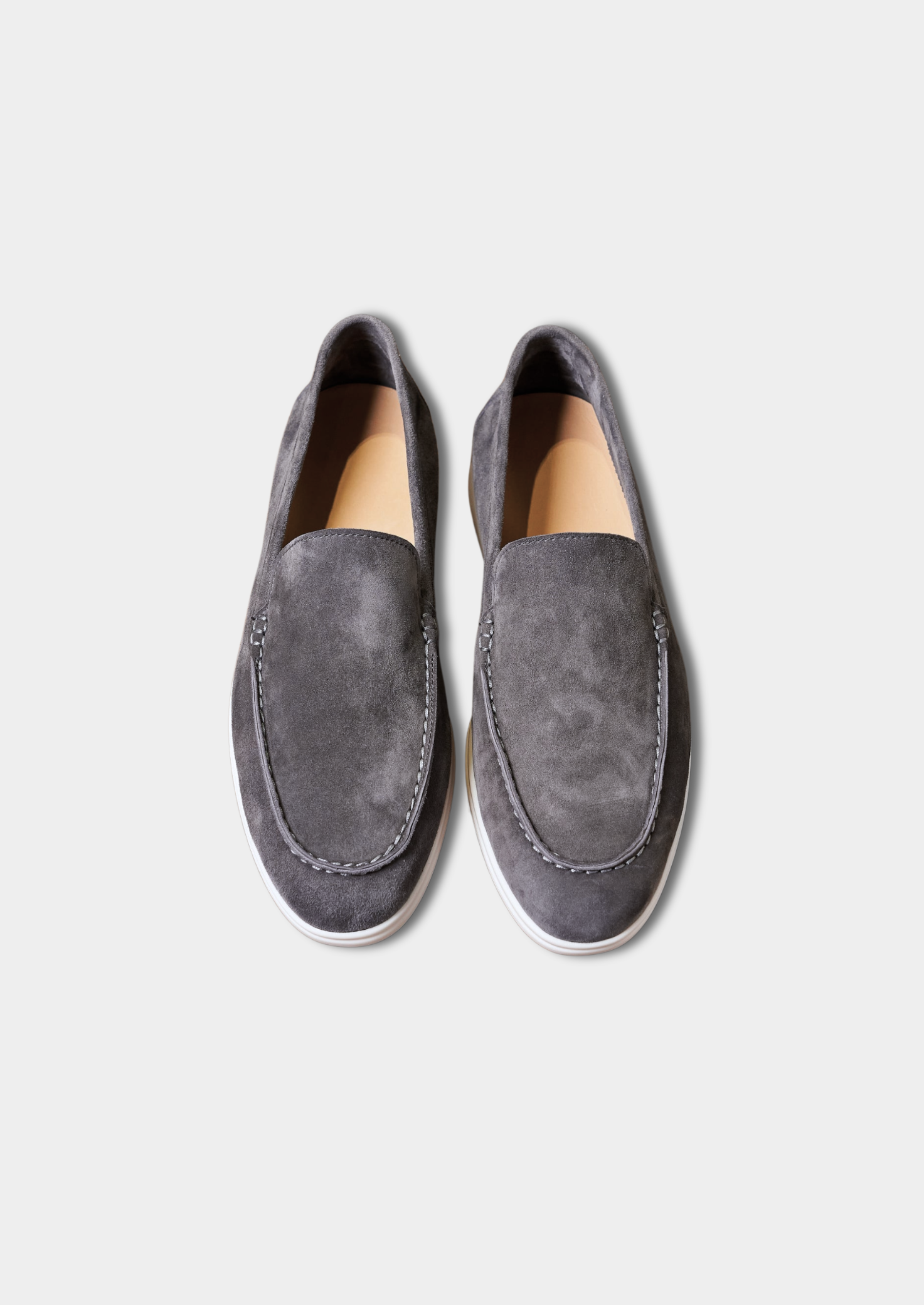 Fog Gray Classic Suede Loafers