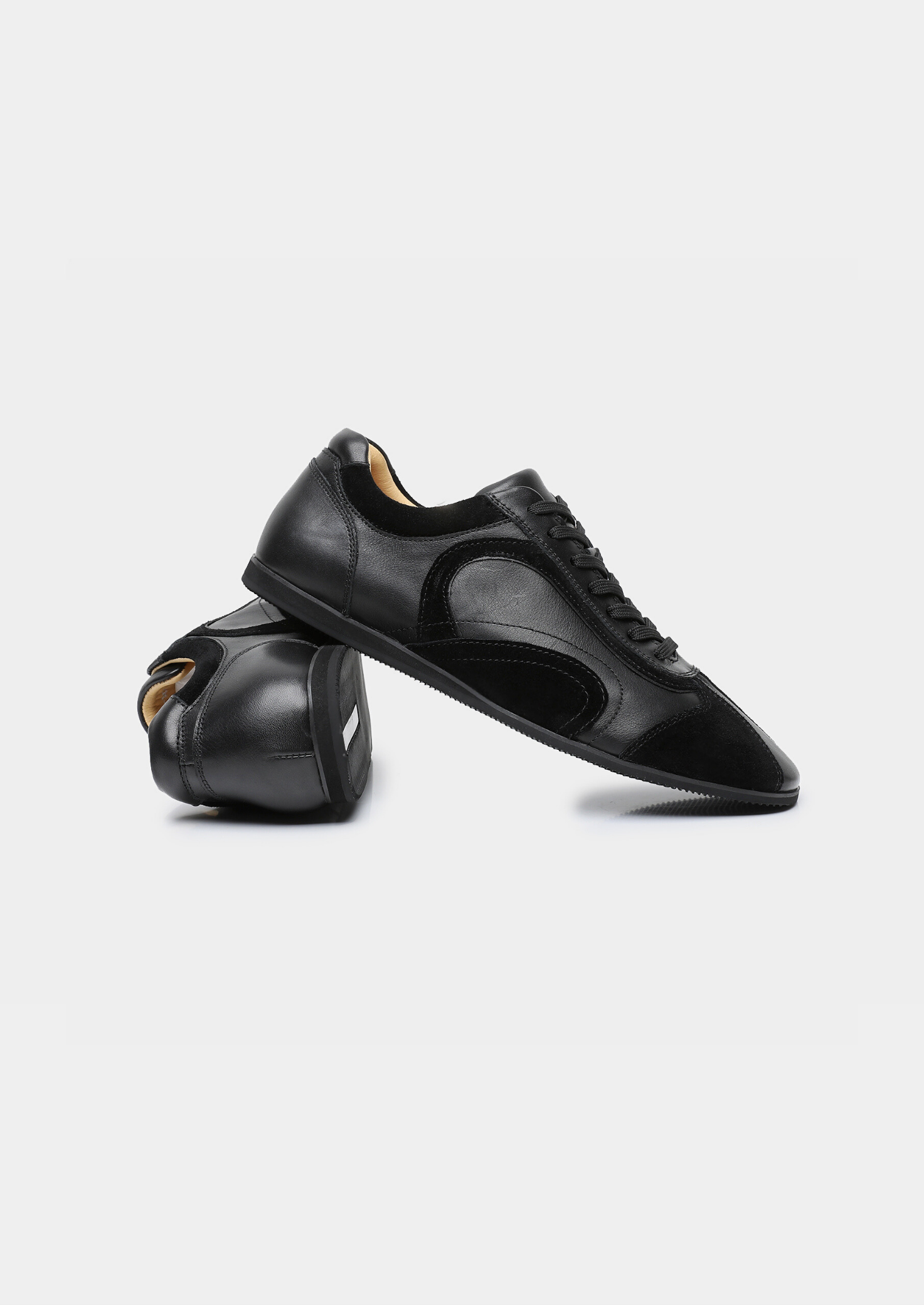 Black Retro Hybrid Suede Leather Runner