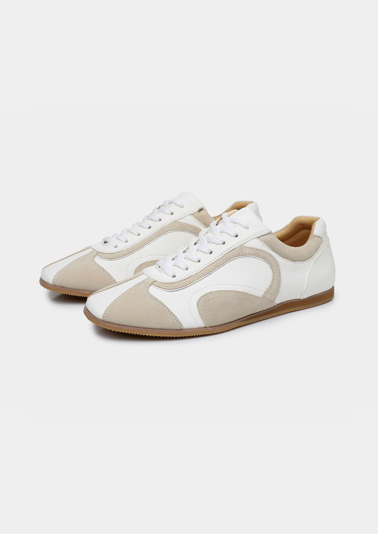 White Retro Hybrid Suede Leather Runner