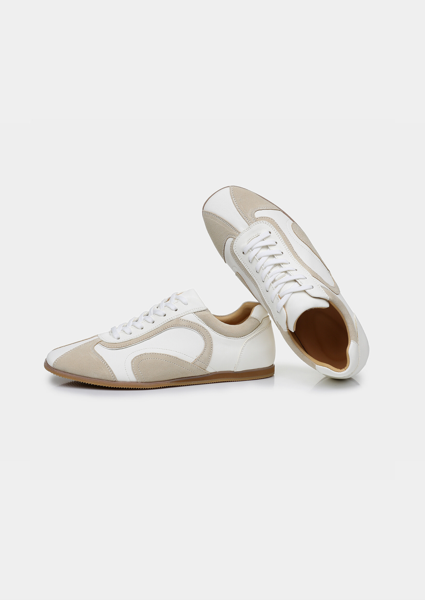 White Retro Hybrid Suede Leather Runner