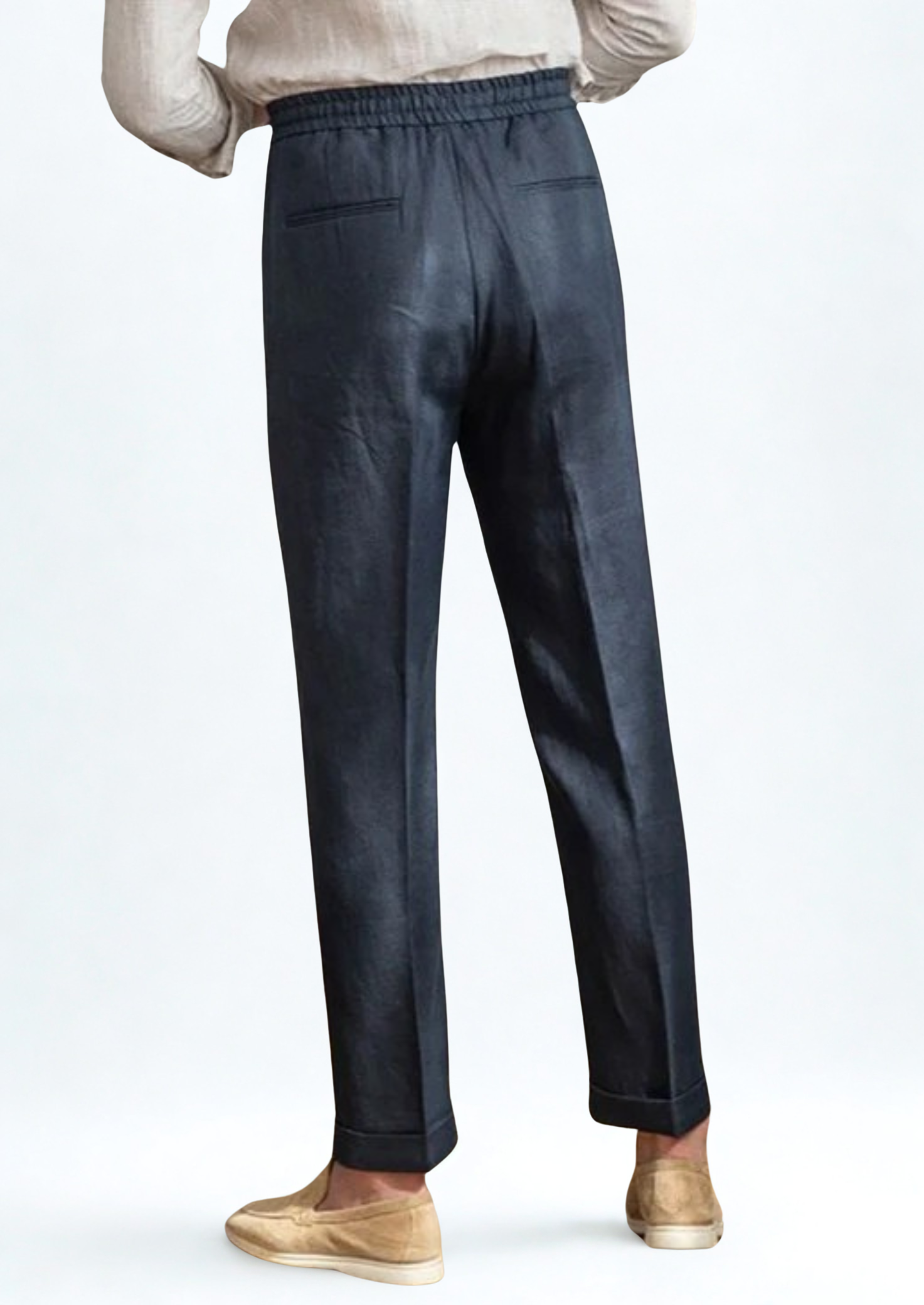 Drawstring Coastal Trousers - Navy Blue