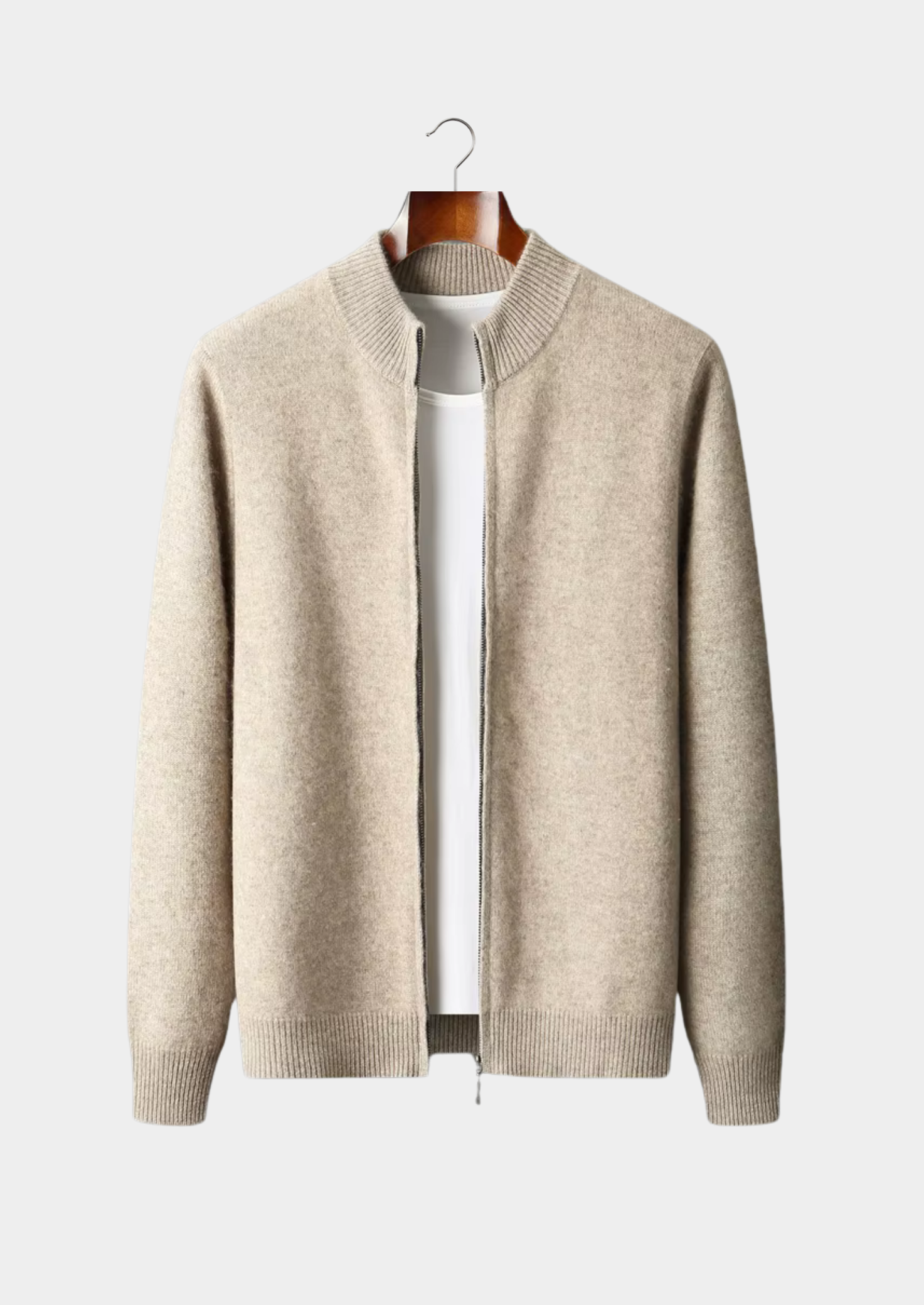 Pure Merino Wool Zipper Cardigan