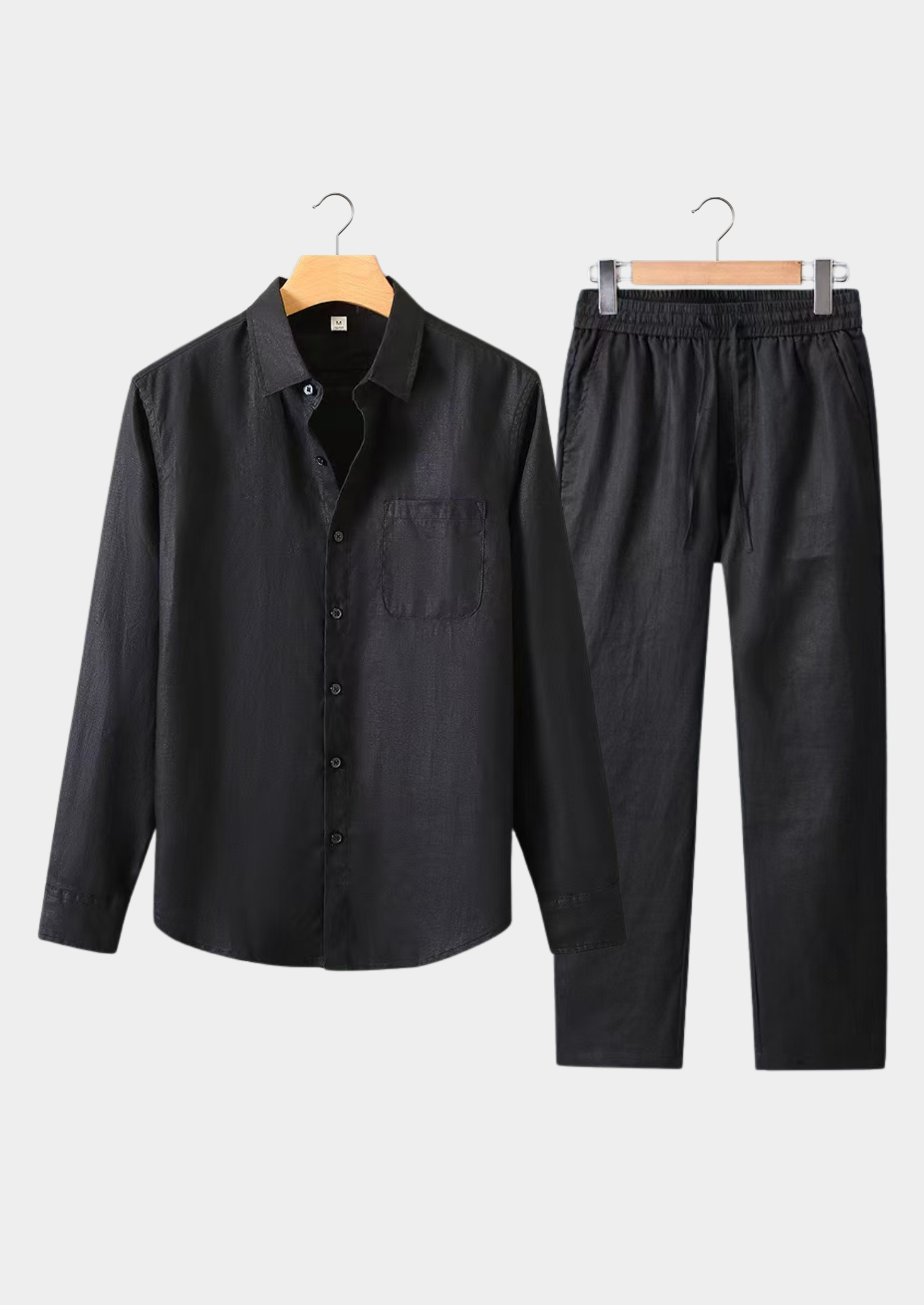 Linen Longsleeve Summer Set - All Black