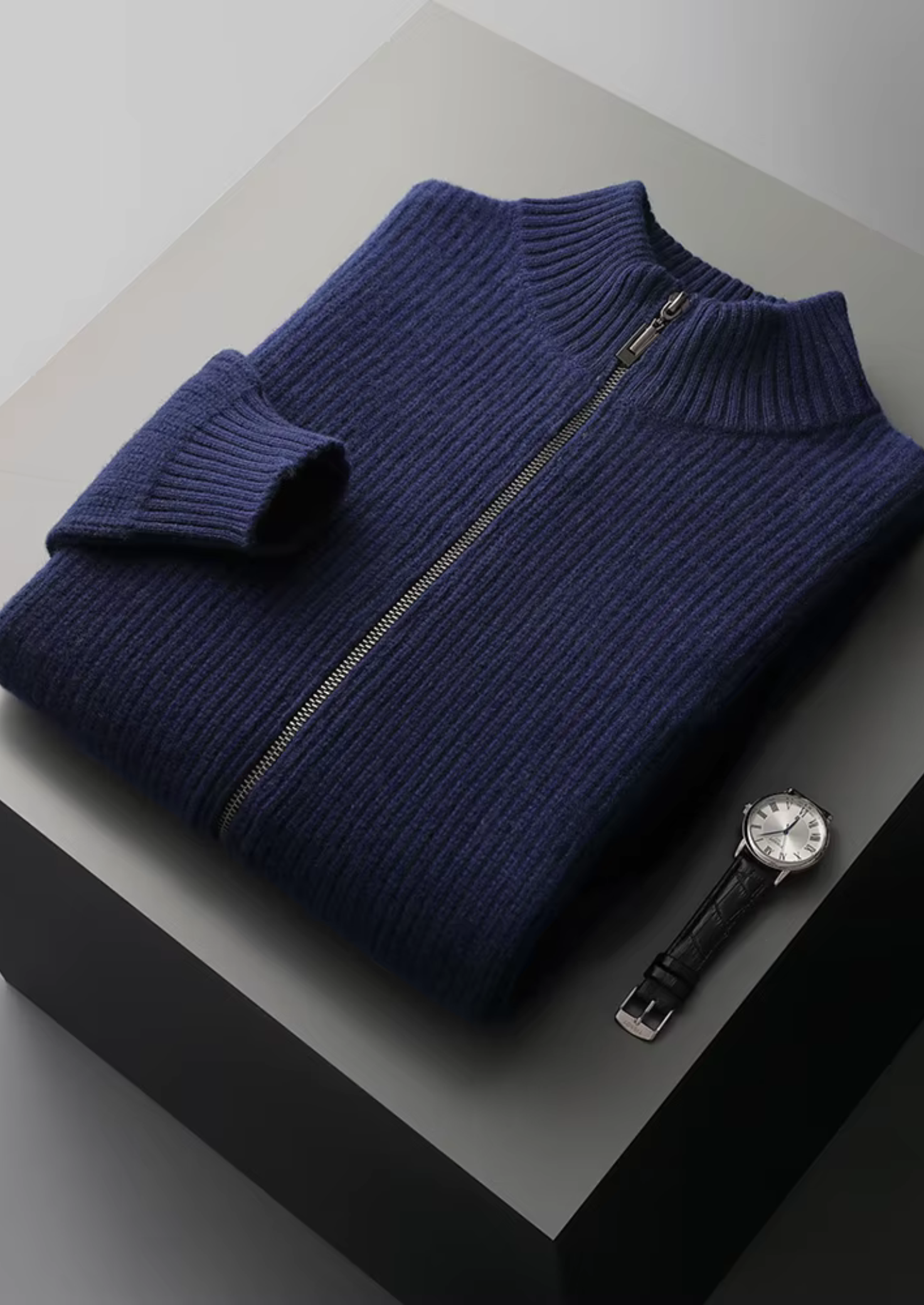 Pure Merino Wool Ribbed Cardigan