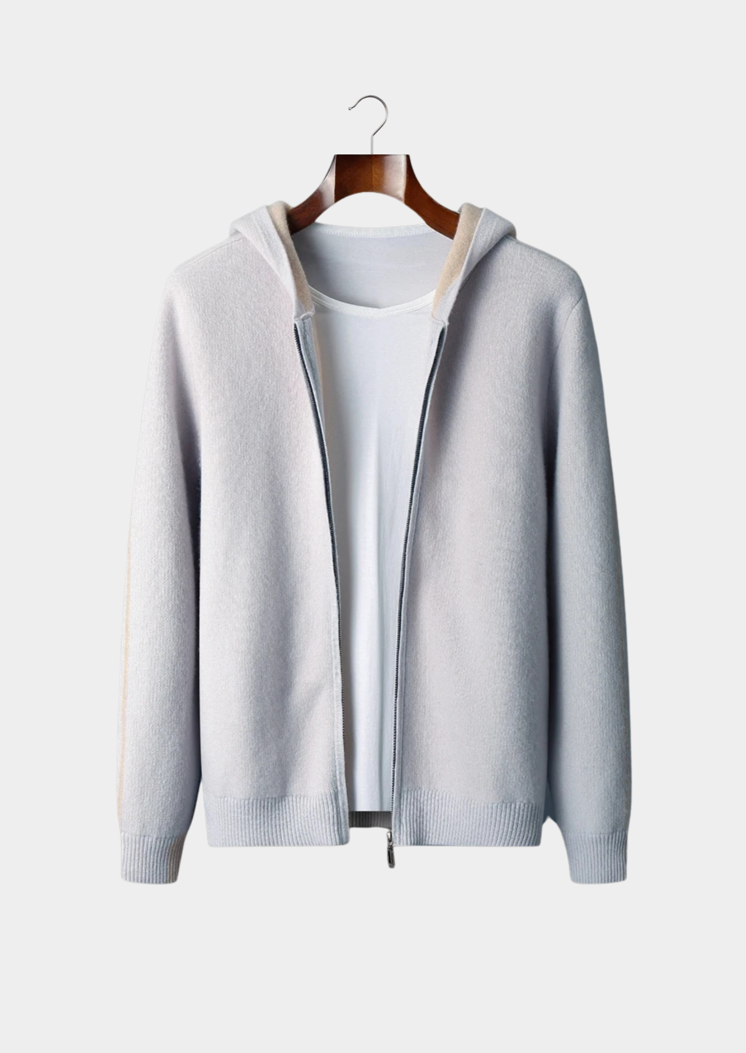 Cashmere Two-Tone Zipper Hoodie