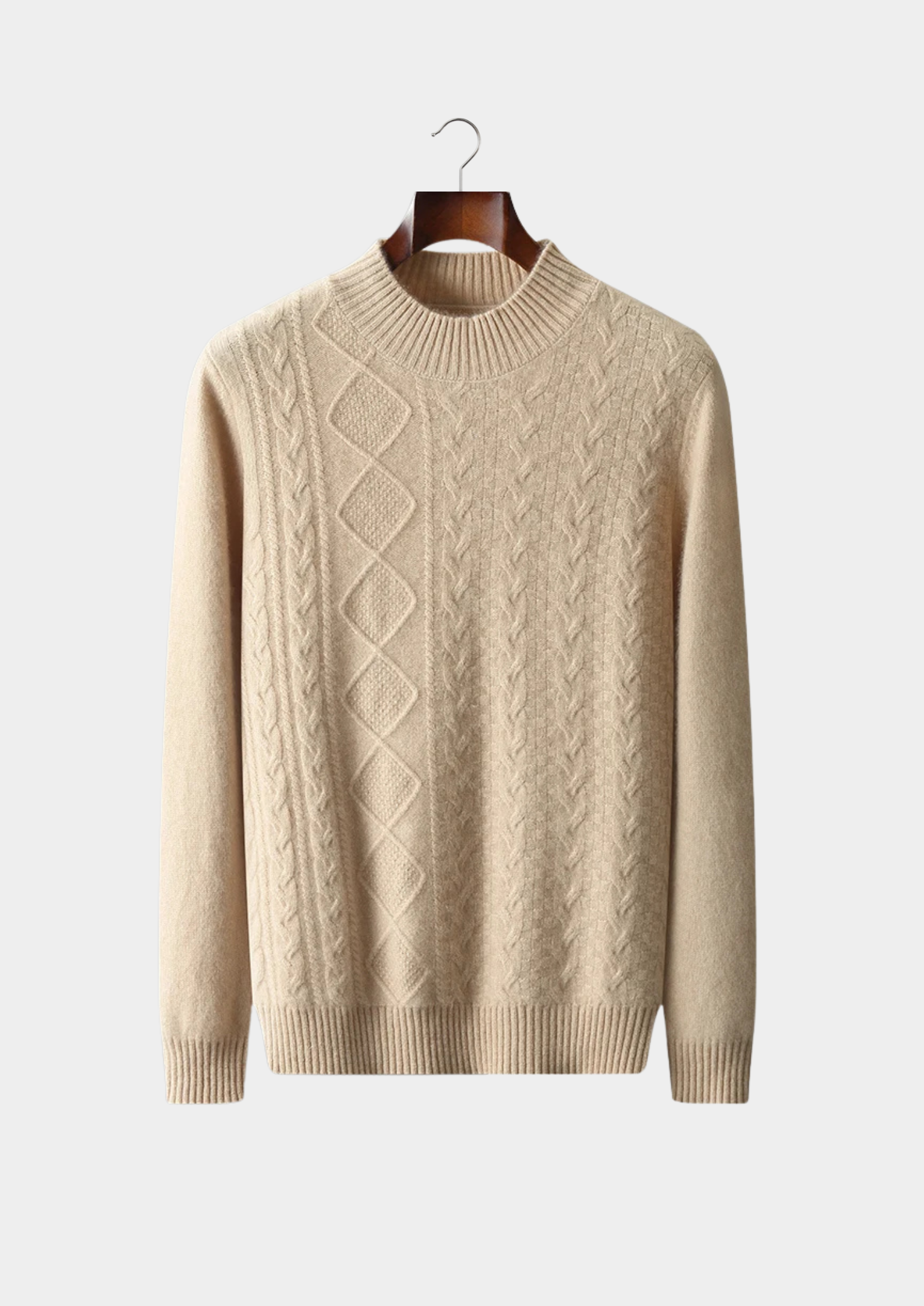 Pure Merino Wool Jacquard Mockneck