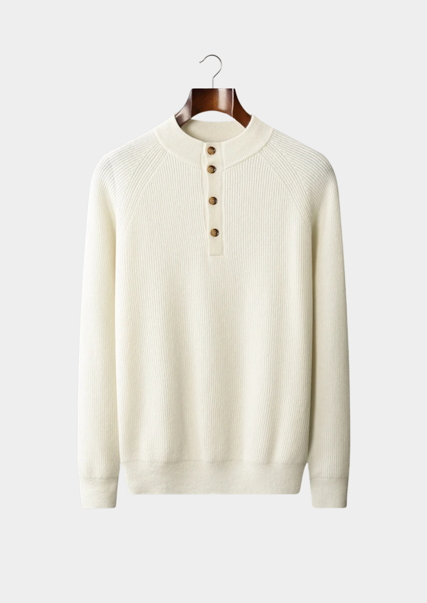 Cashmere Classic Ribbed Henley Sweater