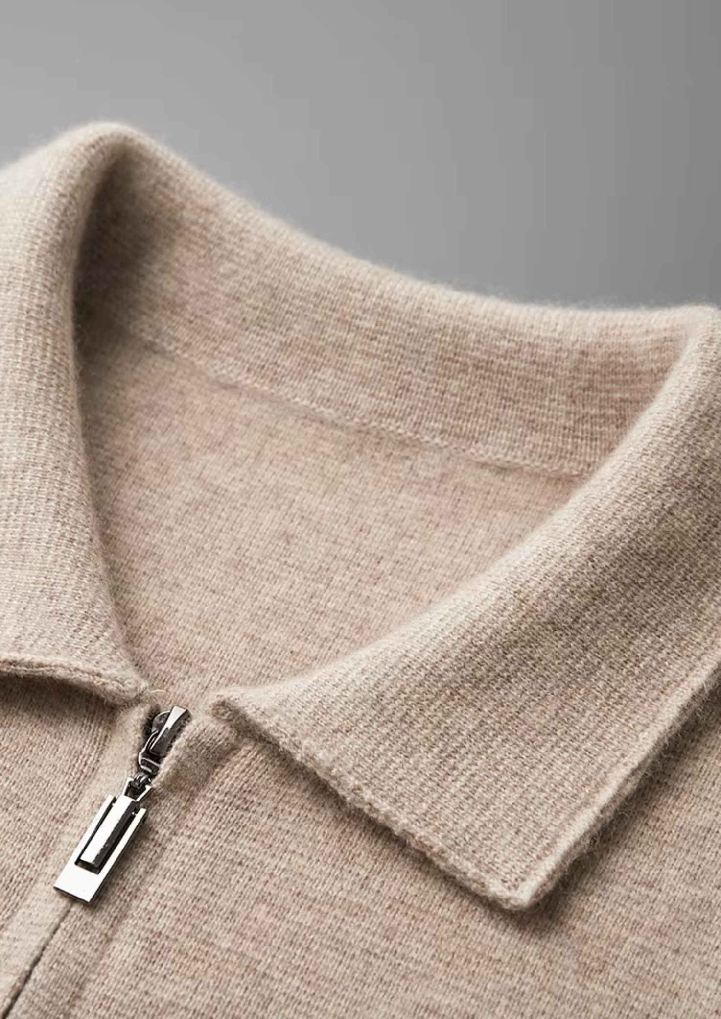 Pure Merino Wool Zip Polo Cardigan