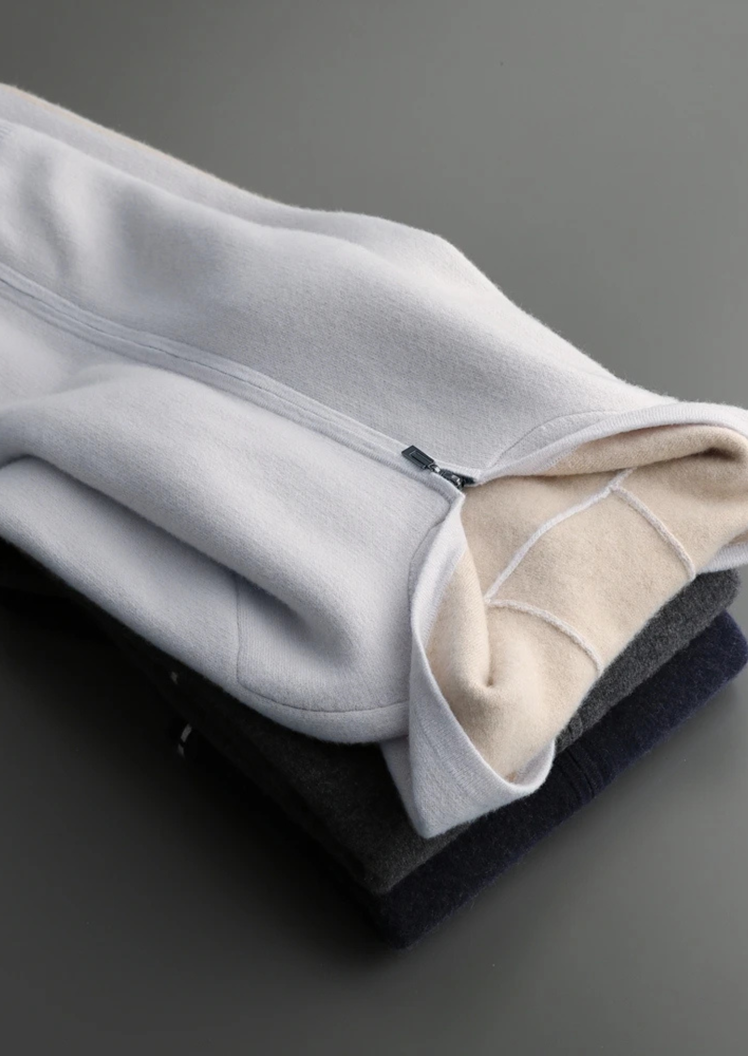 Cashmere Two-Tone Zipper Hoodie