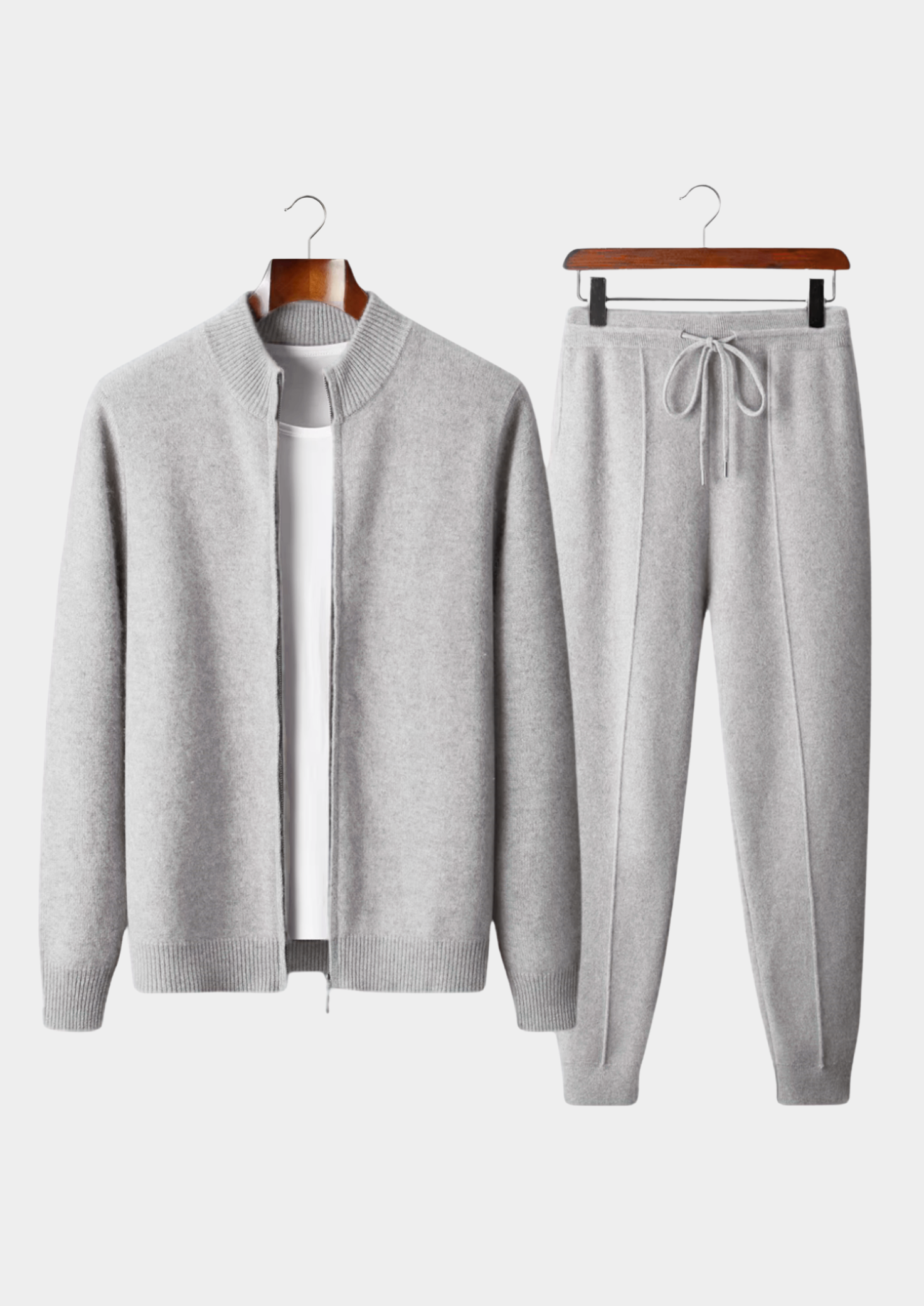 Pure Merino Wool Light Gray Milano Set