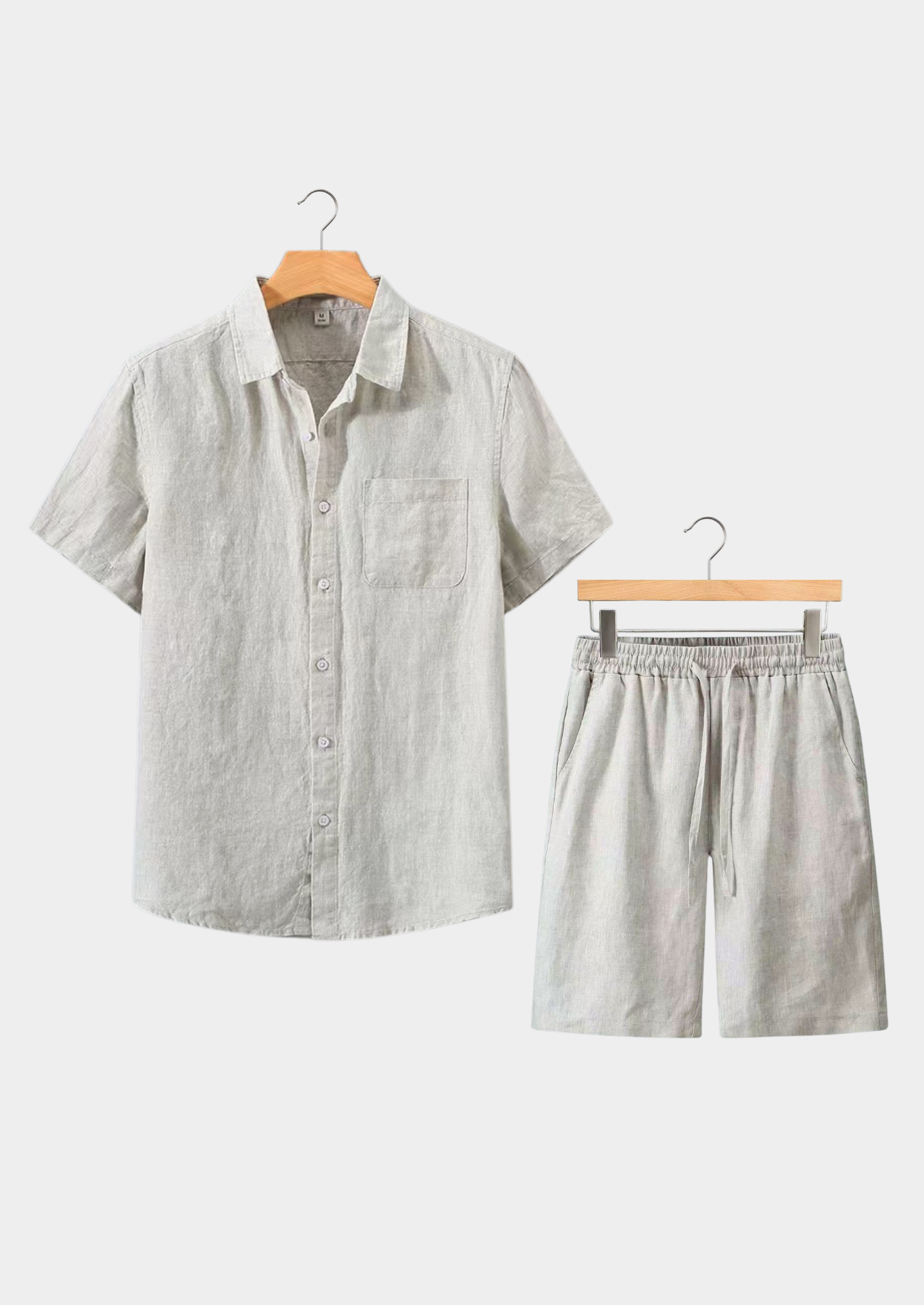 Linen Shortsleeve Summer Set - Beige