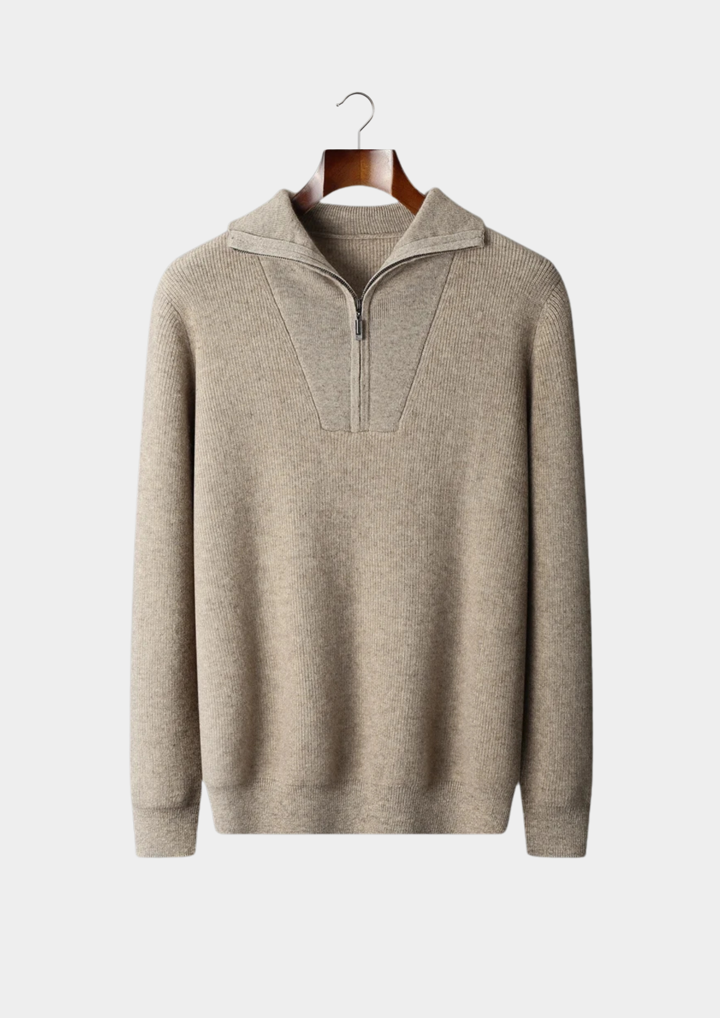Cashmere Ribbed Half-Zip Sweater