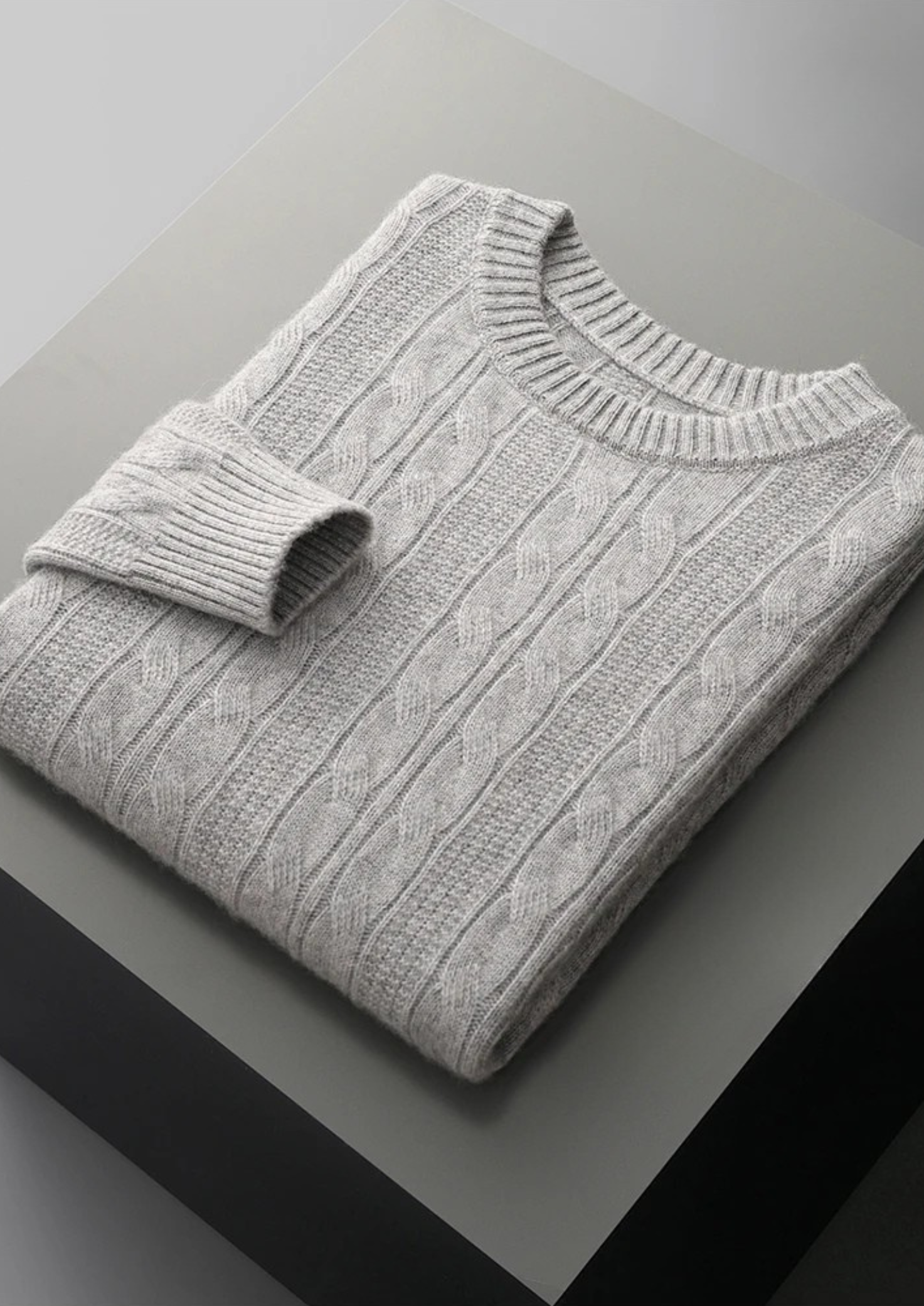 Pure Merino Wool Cable Crewneck