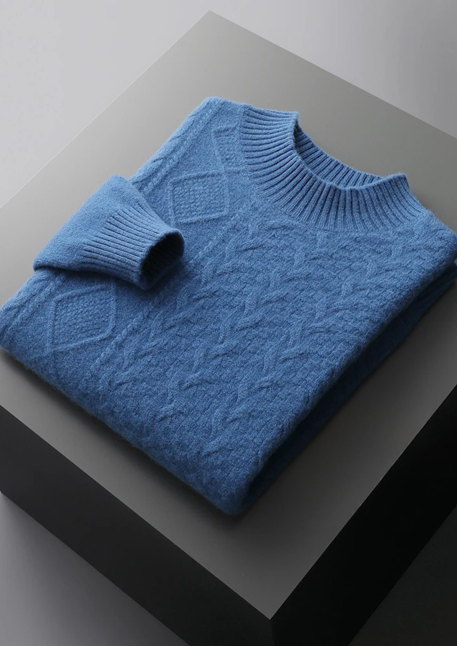 Pure Merino Wool Jacquard Mockneck