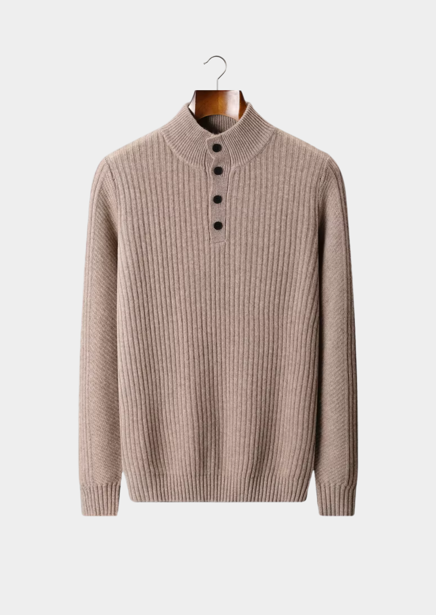 Pure Merino Wool Ribbed Henley Sweater