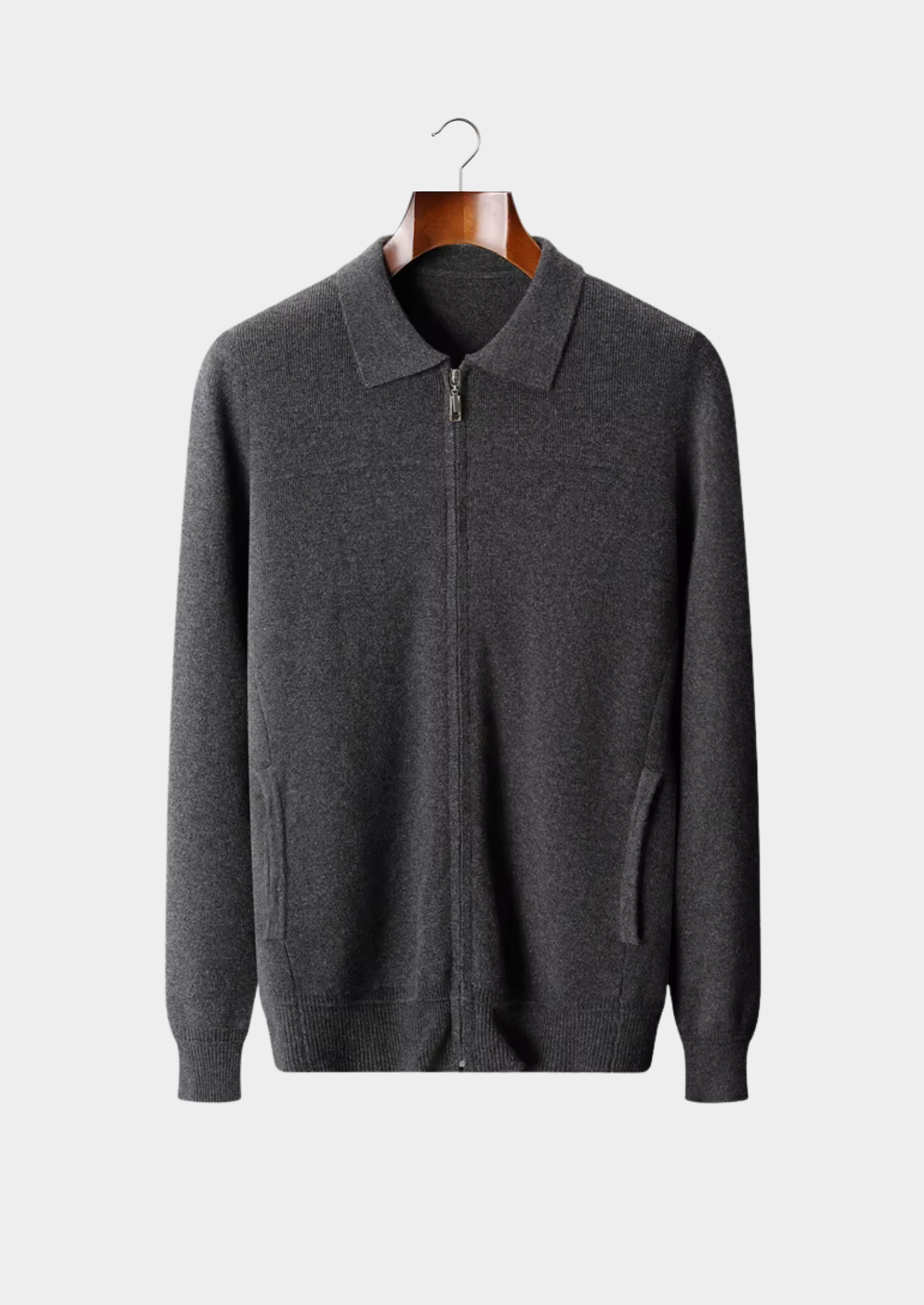 Pure Merino Wool Ribbed Polo Cardigan