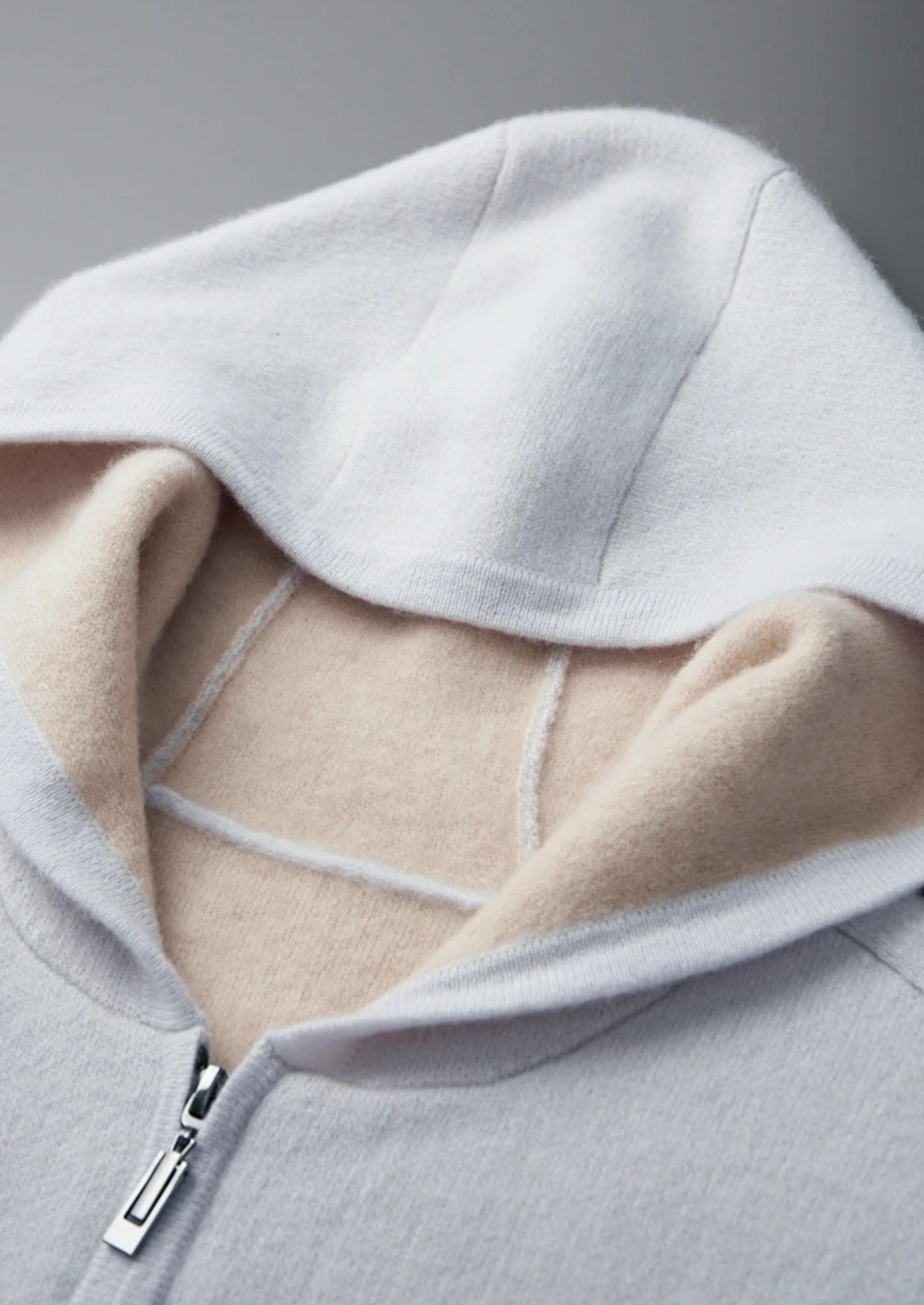 Cashmere Two-Tone Zipper Hoodie