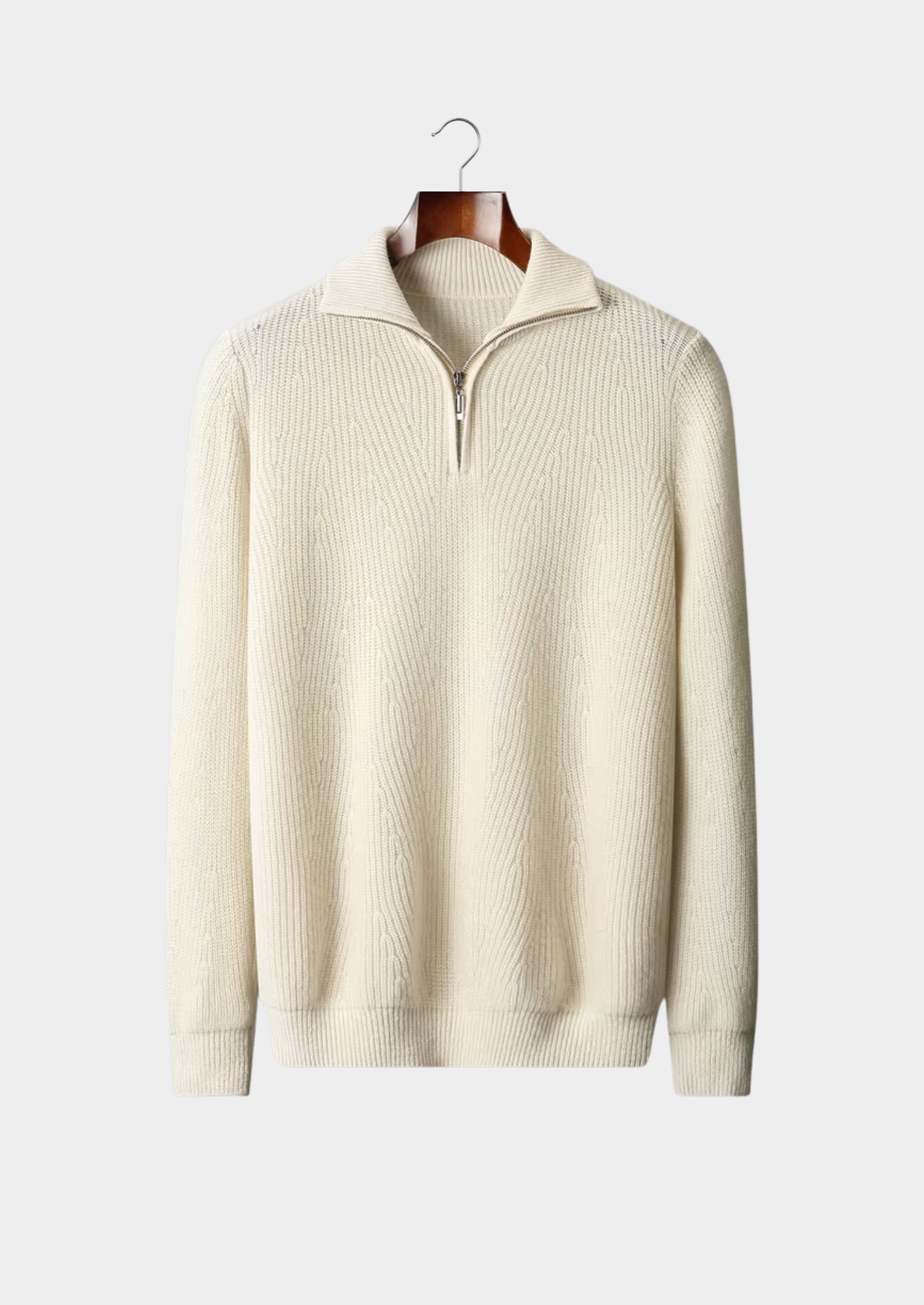 Pure Merino Wool Ribbed Half-Zip
