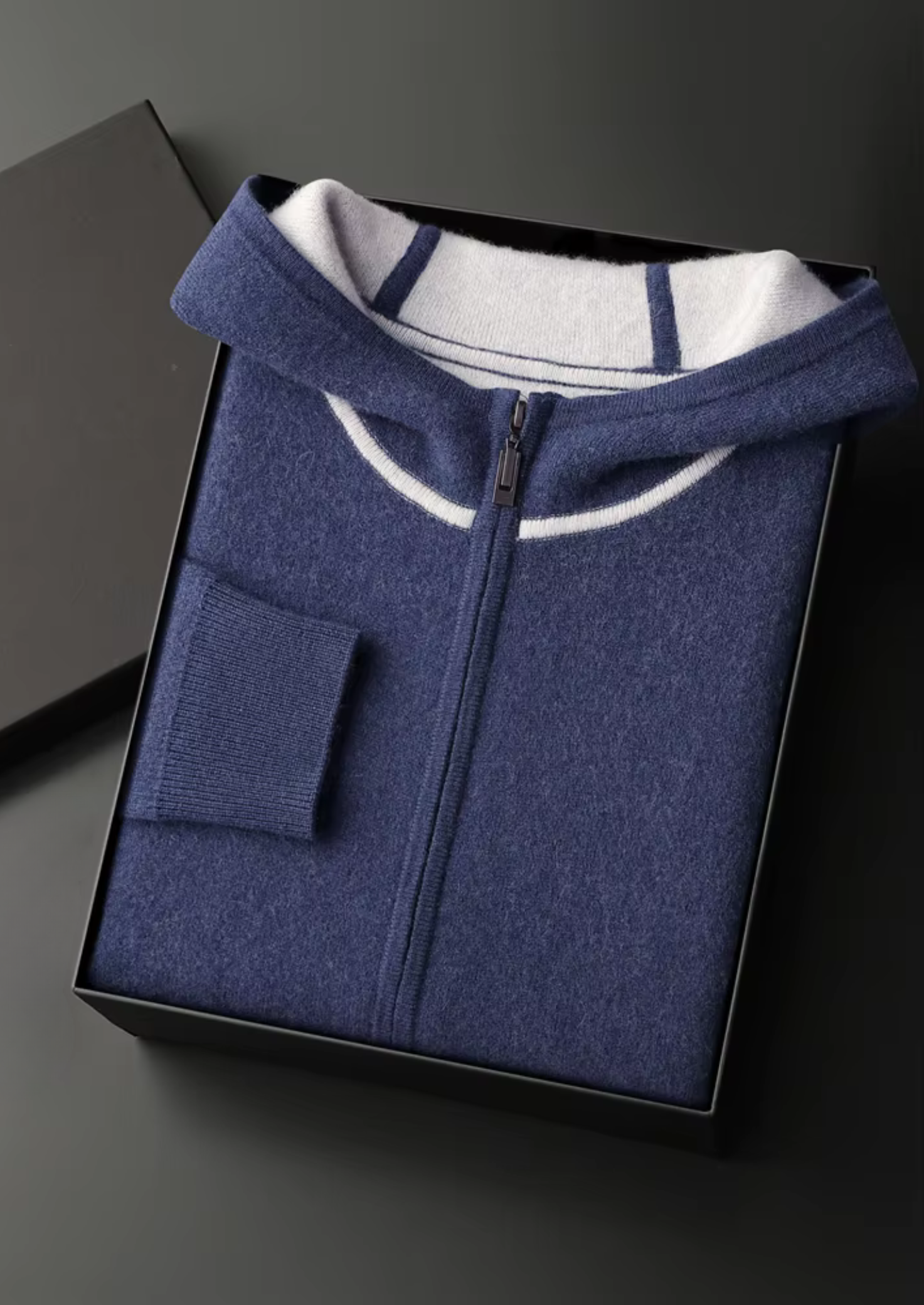 Cashmere Two Tone Zipper Hoodie