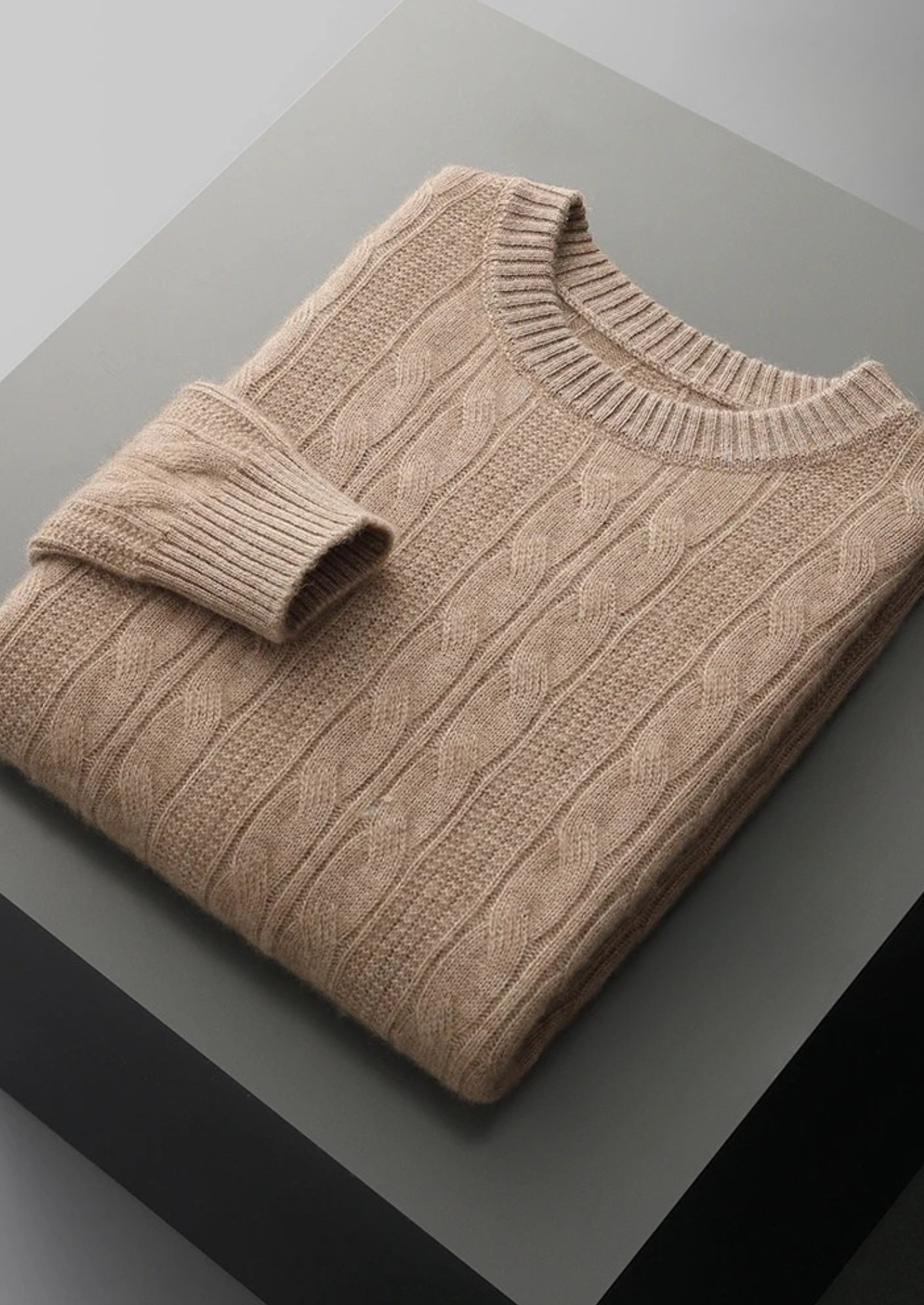 Pure Merino Wool Cable Crewneck