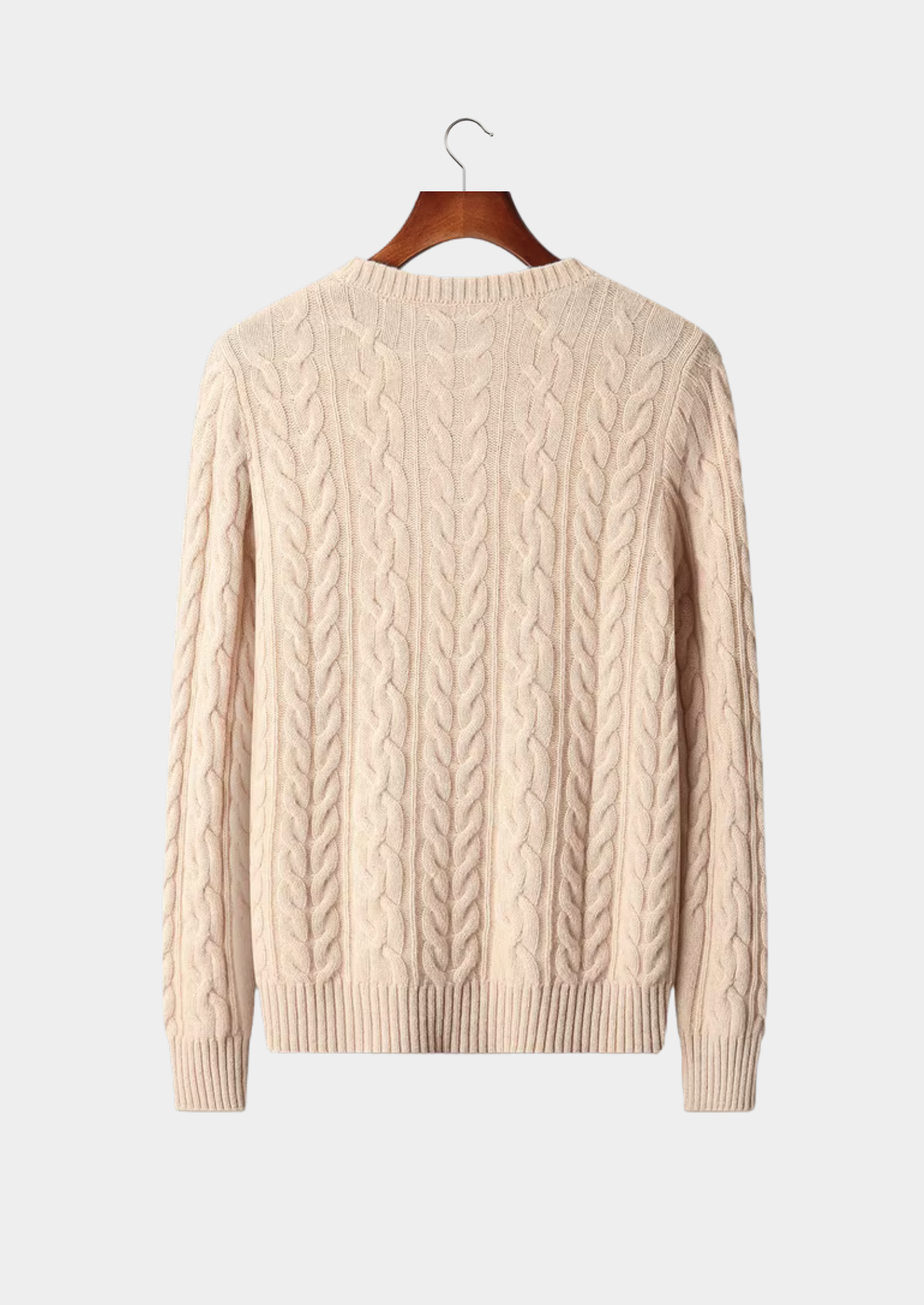 Pure Merino Wool Cable Knit Crewneck