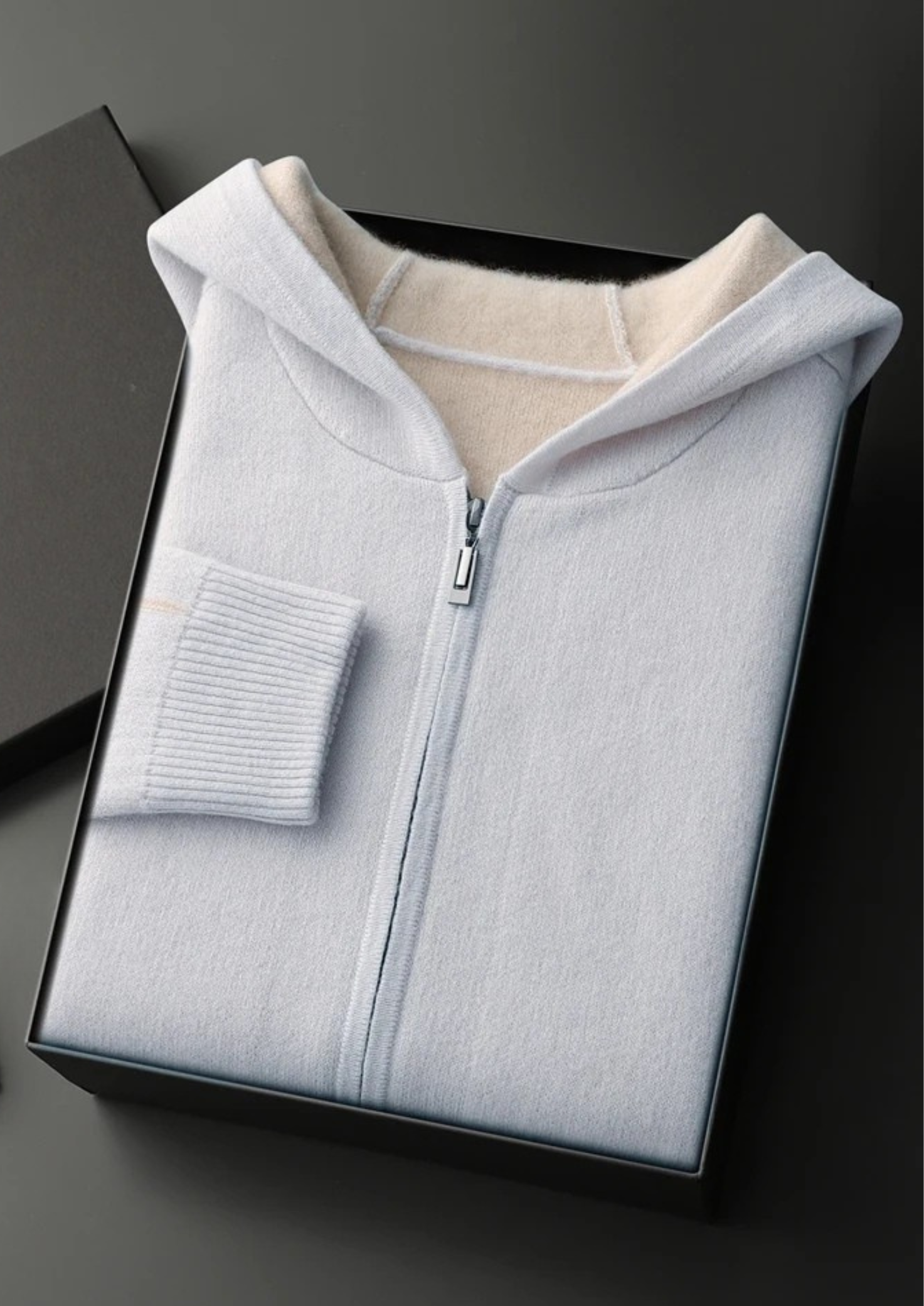 Cashmere Two-Tone Zipper Hoodie