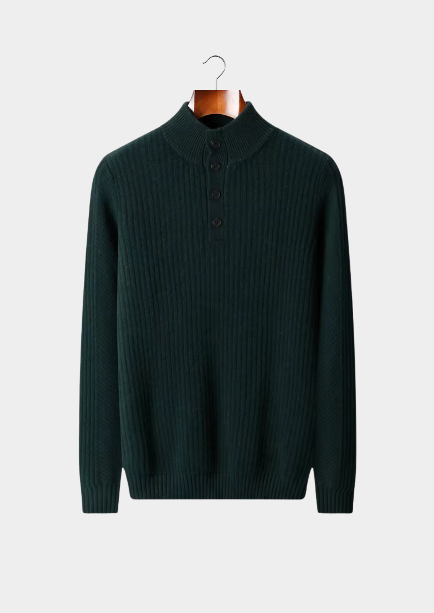 Pure Merino Wool Ribbed Henley Sweater