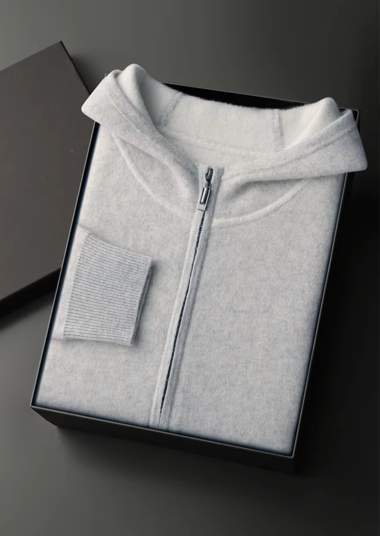 Cashmere Two Tone Zipper Hoodie