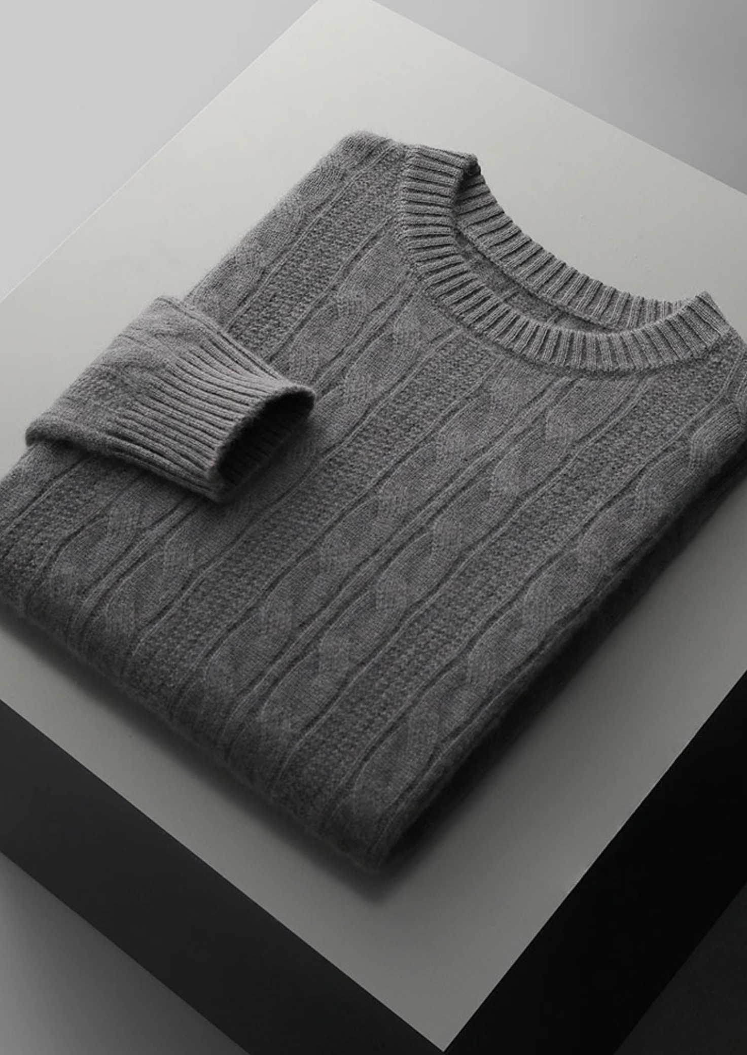 Pure Merino Wool Cable Crewneck