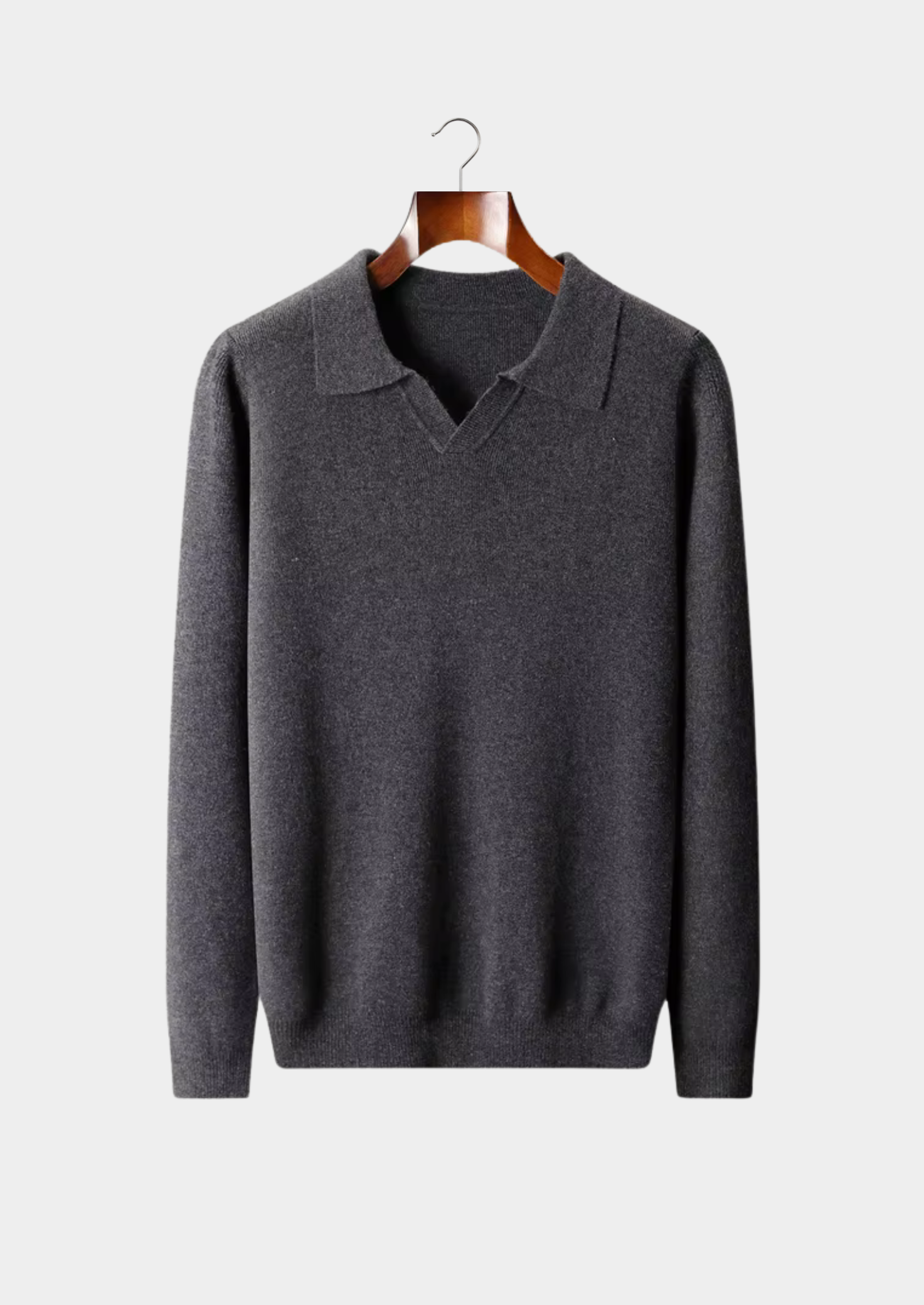 Pure Merino Wool Ribbed Buttonless Polo