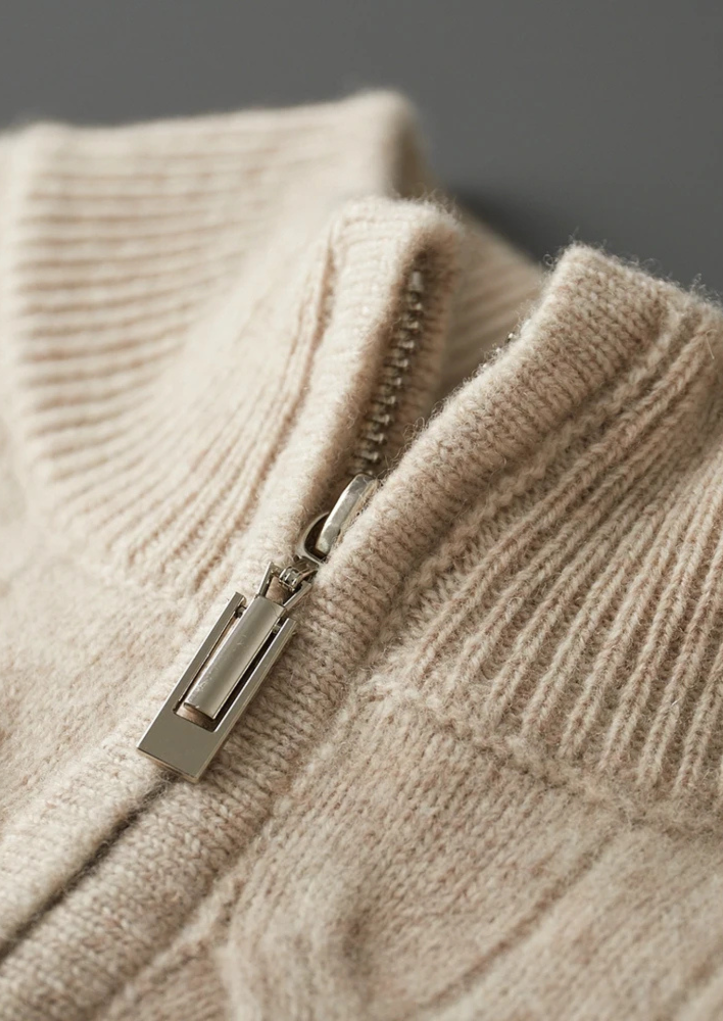 Pure Merino Wool Cable Half Zip