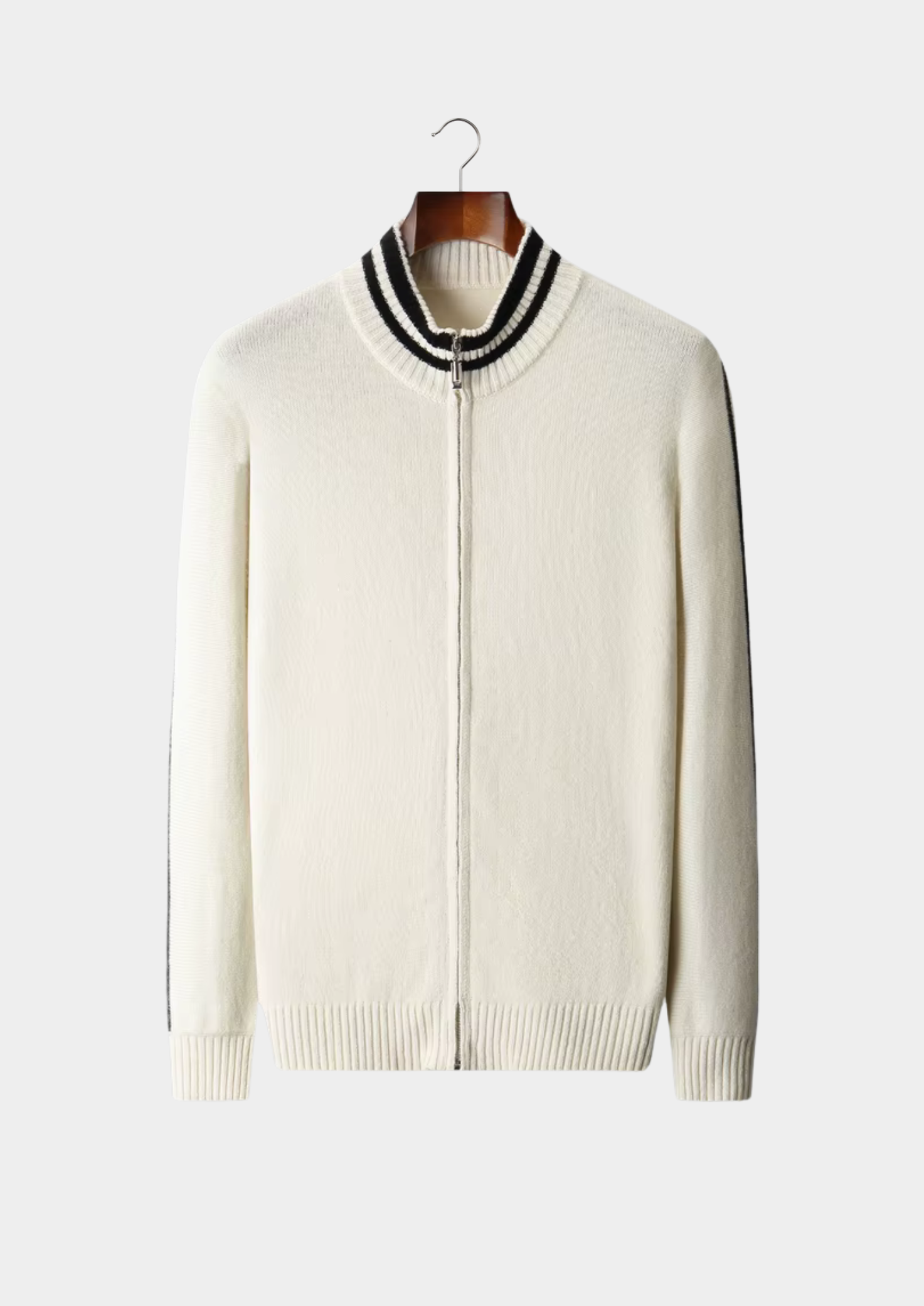 Pure Merino Wool Two Tone Zip Cardigan