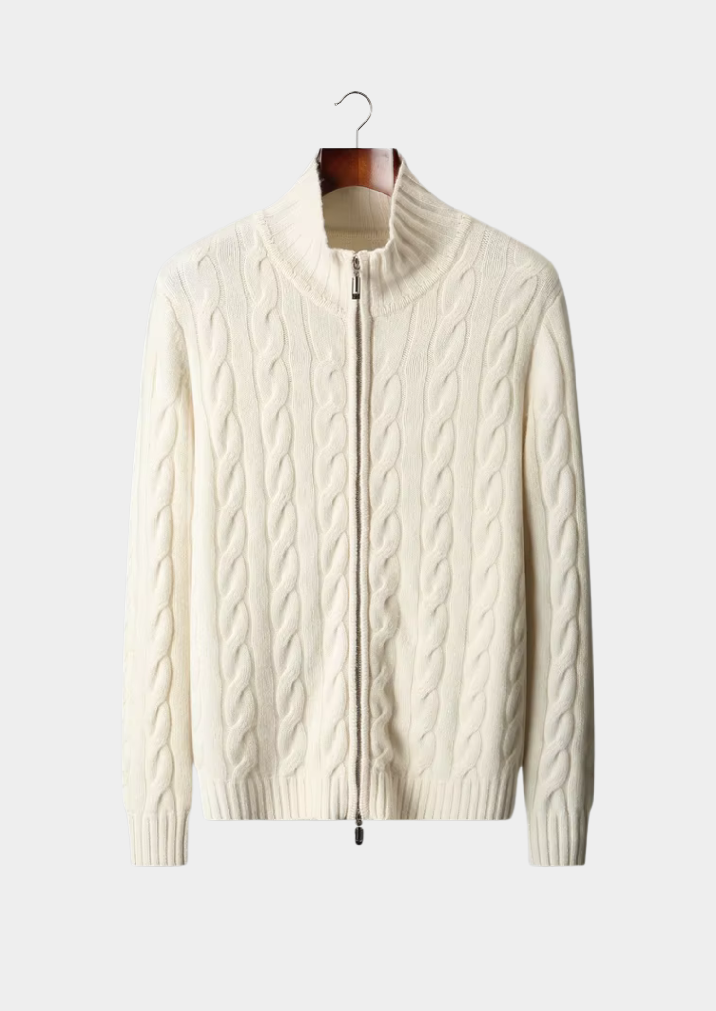 Pure Merino Wool Dual-Zip Cable Cardigan