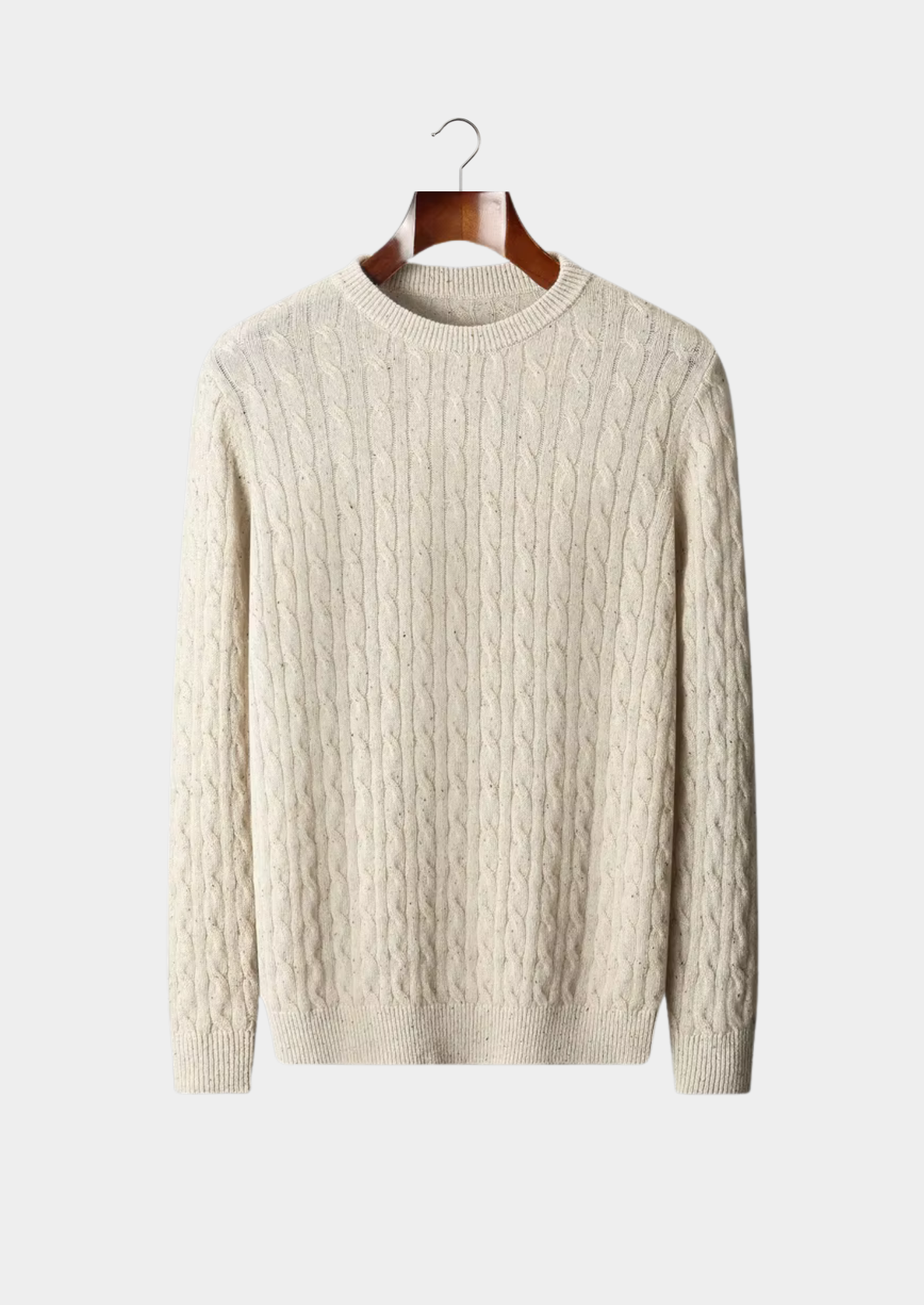 Pure Merino Wool Nepped Cable Crewneck