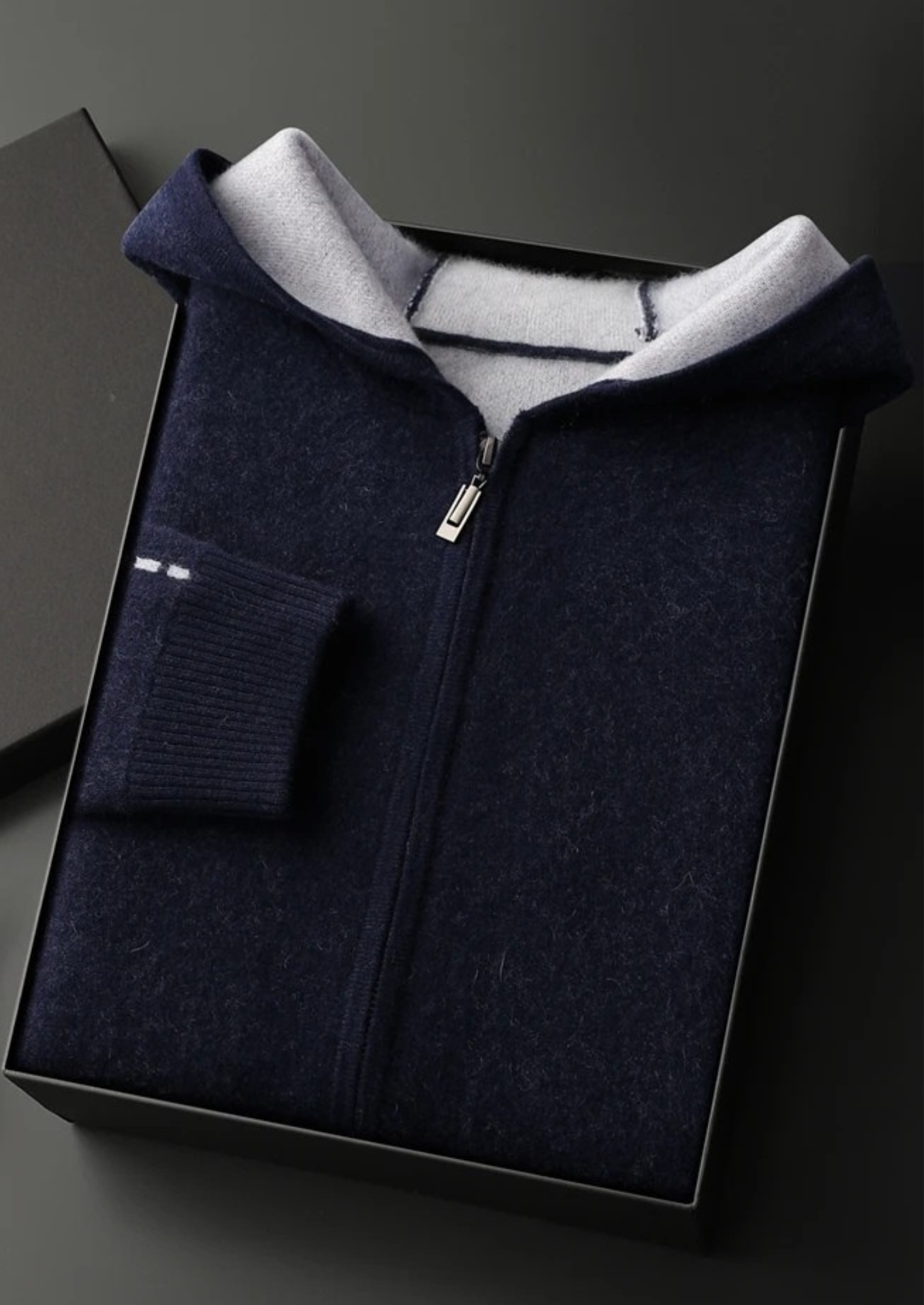 Cashmere Two-Tone Zipper Hoodie