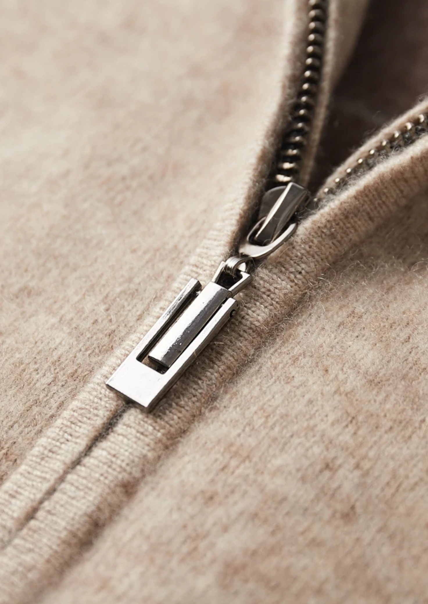 Cashmere Two Tone Zip Cardigan
