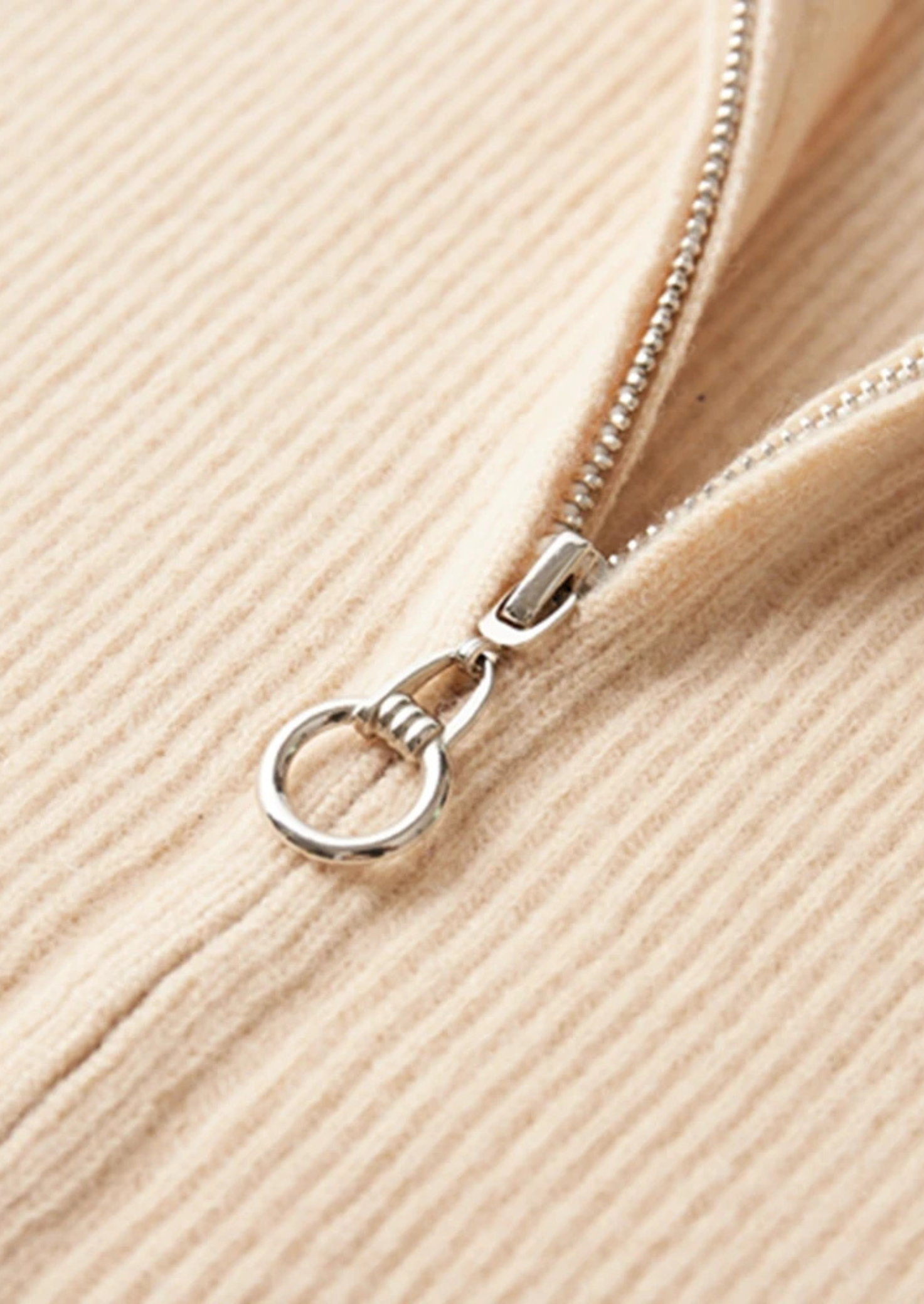 Pure Merino Wool Ribbed Zip Cardigan