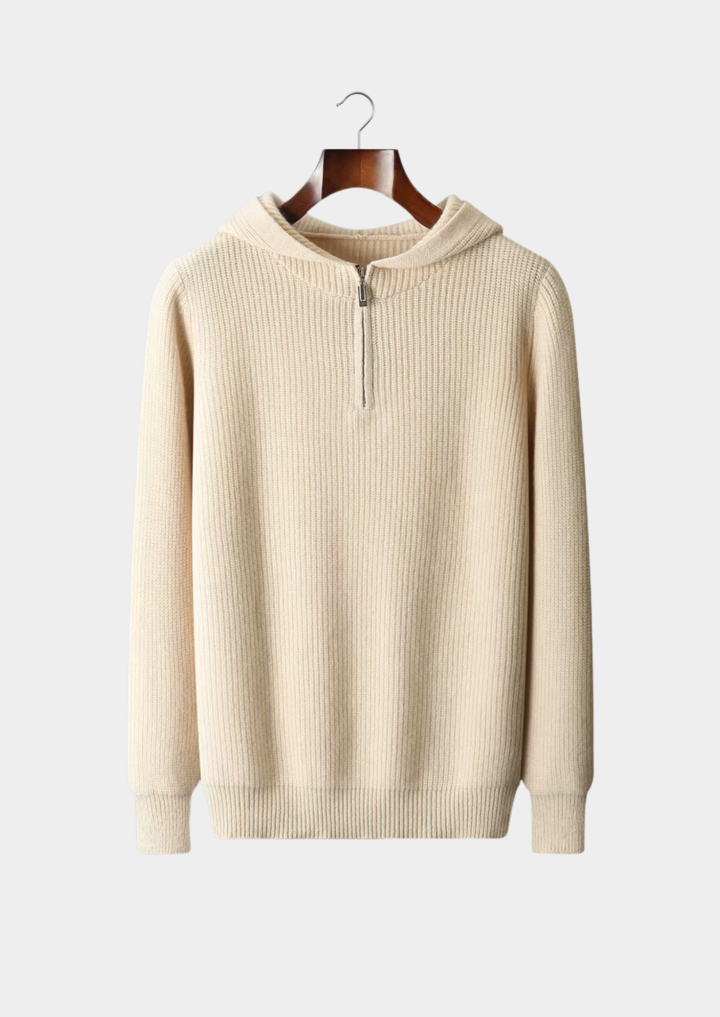 Pure Merino Wool Half Zipper Hoodie