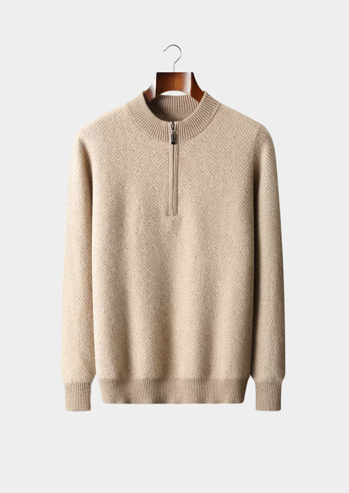 Cashmere Patterned Half-Zip Sweater