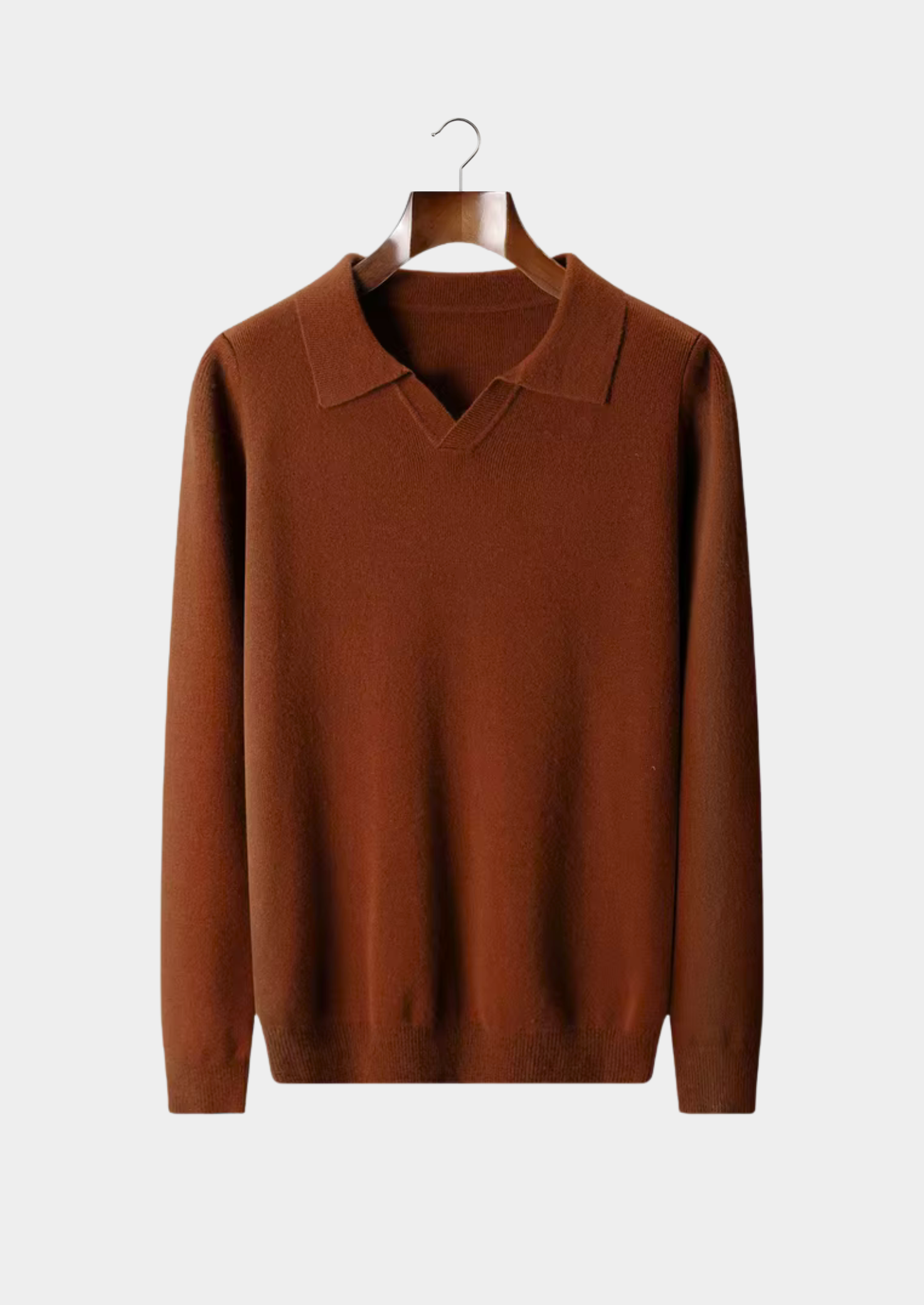 Pure Merino Wool Ribbed Buttonless Polo
